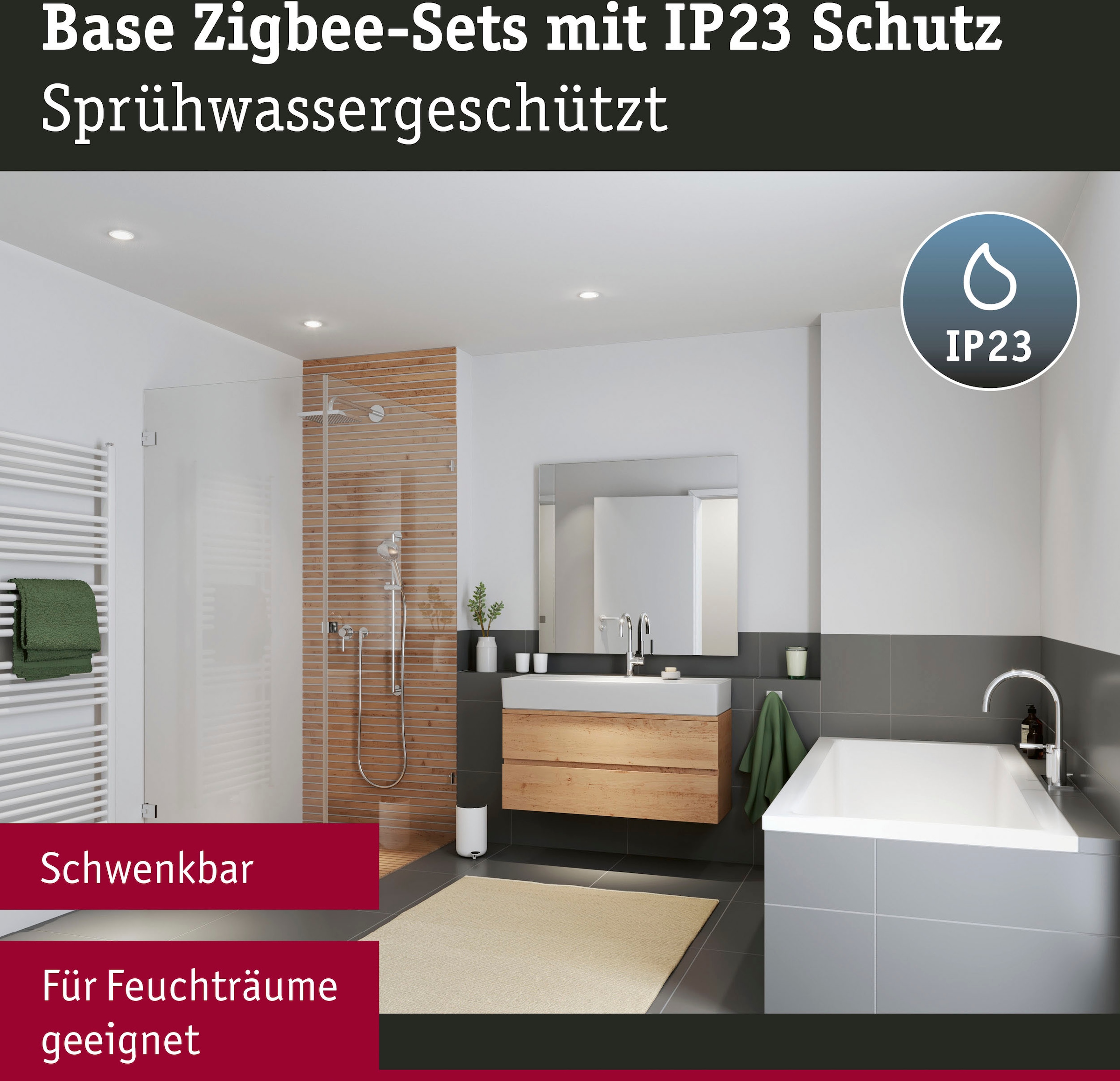 Paulmann LED Einbauleuchte »Base 3x430lm 230V«, 3 flammig, Zigbee Basisset