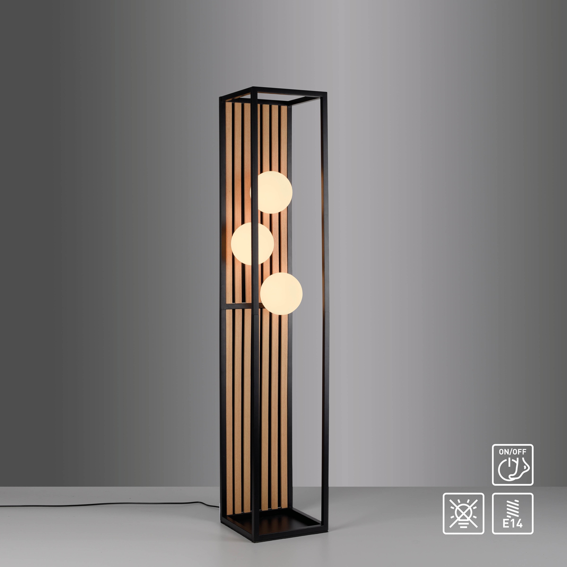 my home Stehlampe »Erinette Akustikpaneele mit Glaskugeln« E14 Warmweiß Hol günstig online kaufen