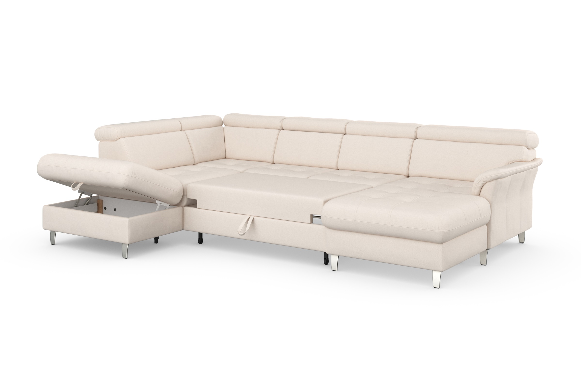 sit&more Wohnlandschaft »Marano U-Form«, inklusive Kopfteilverstellung, wahlweise mit Bettfunktion, Bettkasten