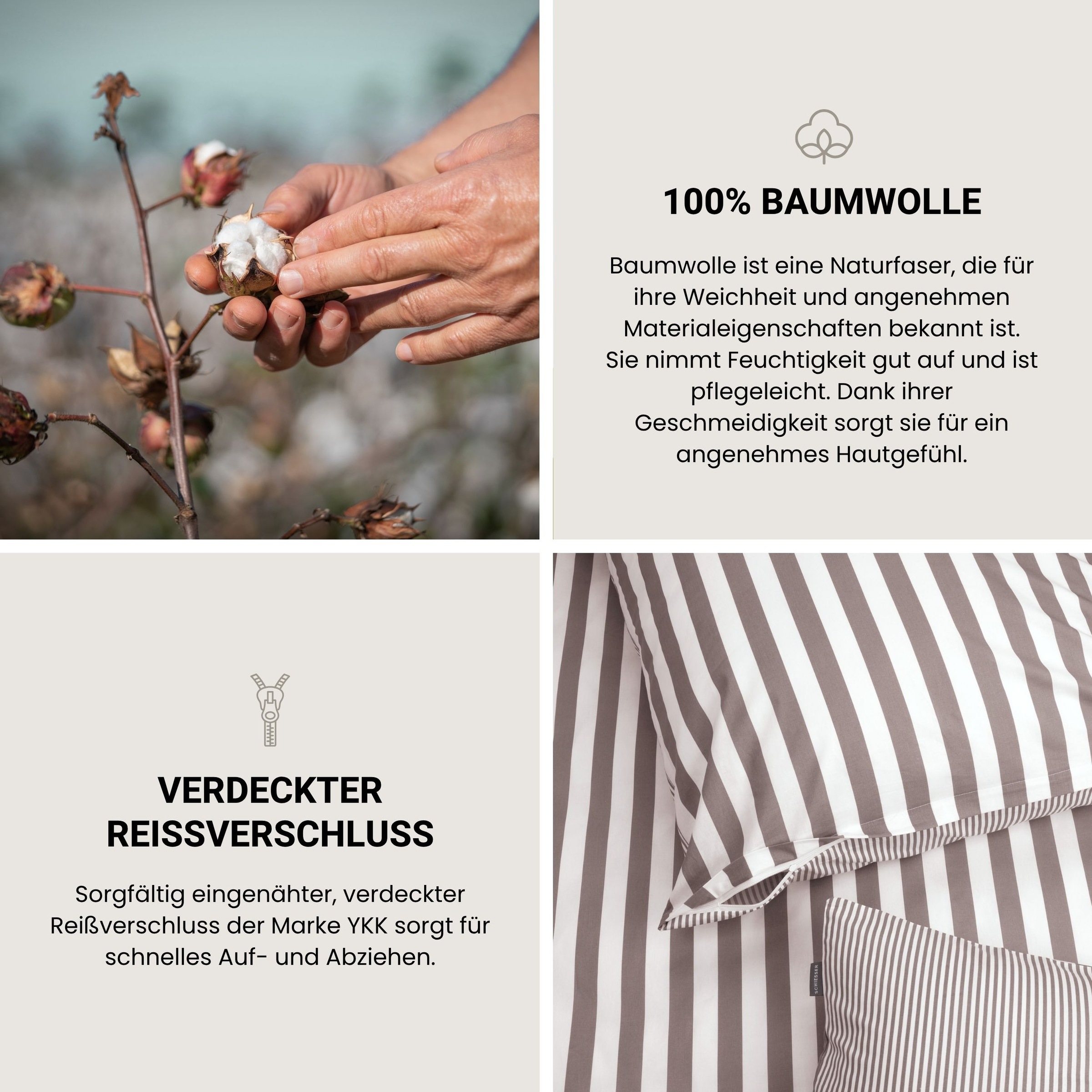 Schiesser Wendebettwäsche »Marie aus weicher Baumwolle und Streifen Allover« 2 Stk. OEKO-TEX® MADE IN GREEN