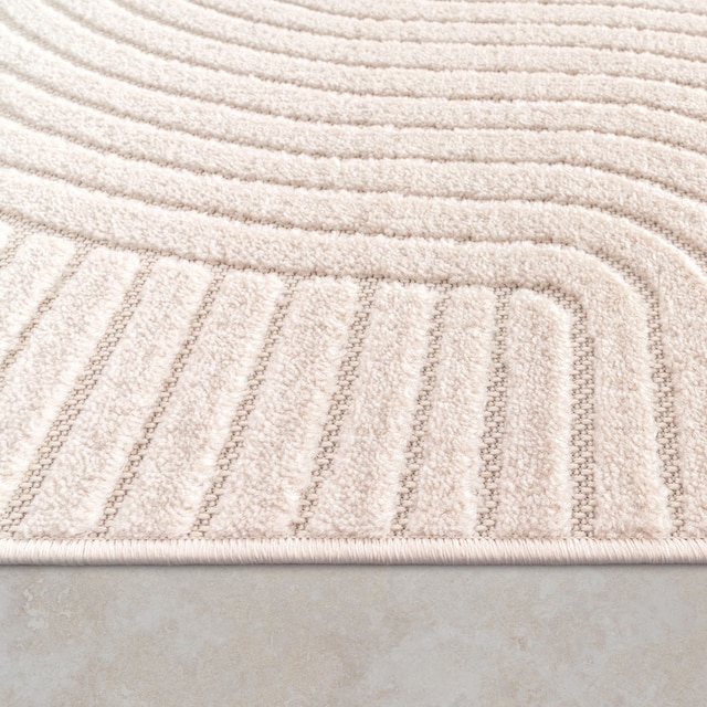 Paco Home Teppich »Cotton 233«, rechteckig, Kurzflor, Uni Farben, Hoch-Tief- Effekt, Scandi-Look, Outdoor geeignet bequem und schnell bestellen