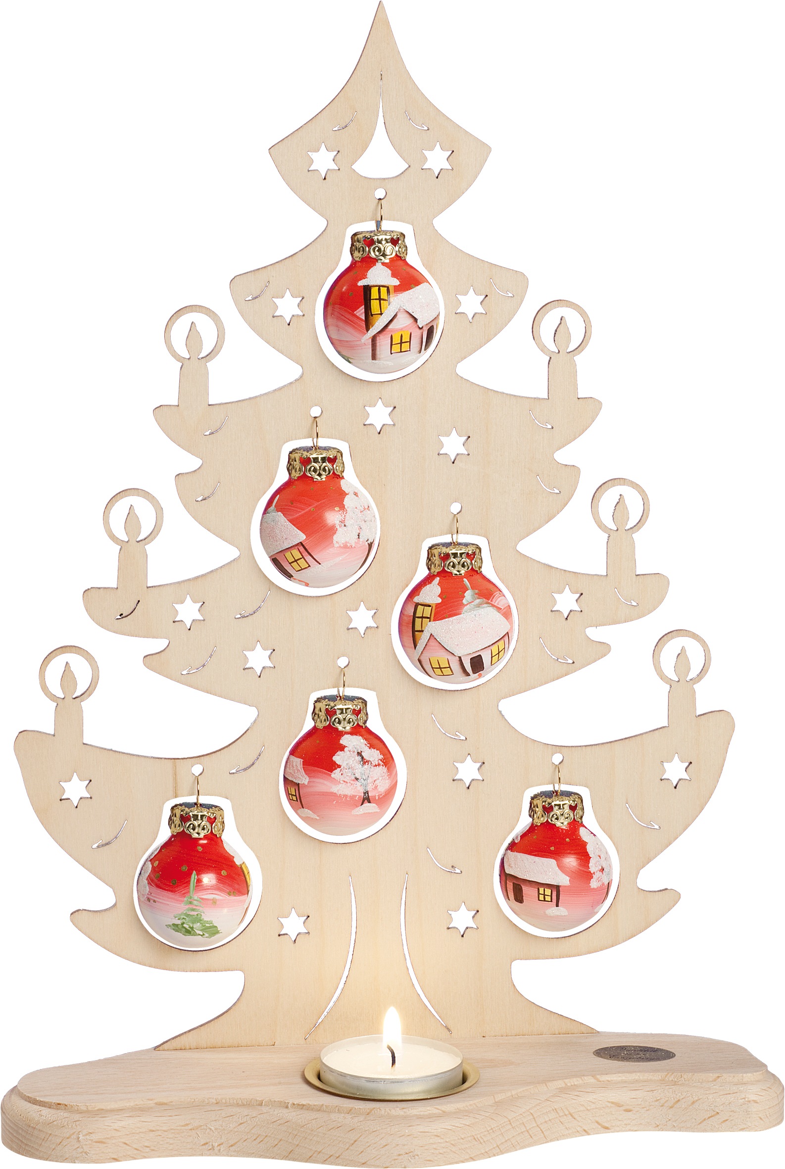 SAICO Original Teelichthalter »Tannenbaum mit roten handbemalten Glaskugeln günstig online kaufen