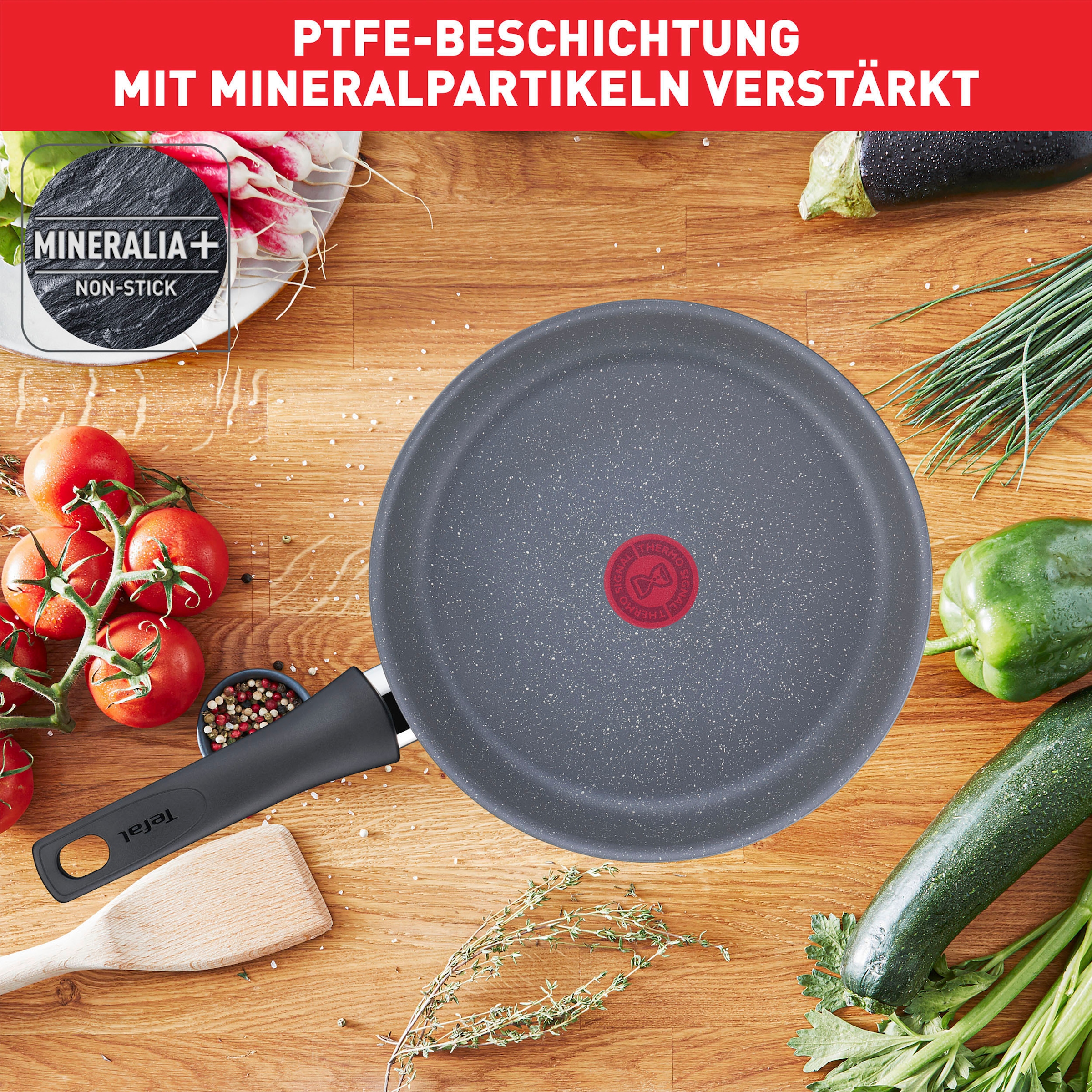 Tefal Pfannen-Set »Healthy Chef«, Aluminium, (Set, 2 tlg., je 1 Pfanne Ø 24 und 28 cm), Mineralia+ Antihaftversiegelung, Thermo-Signal, Induktion