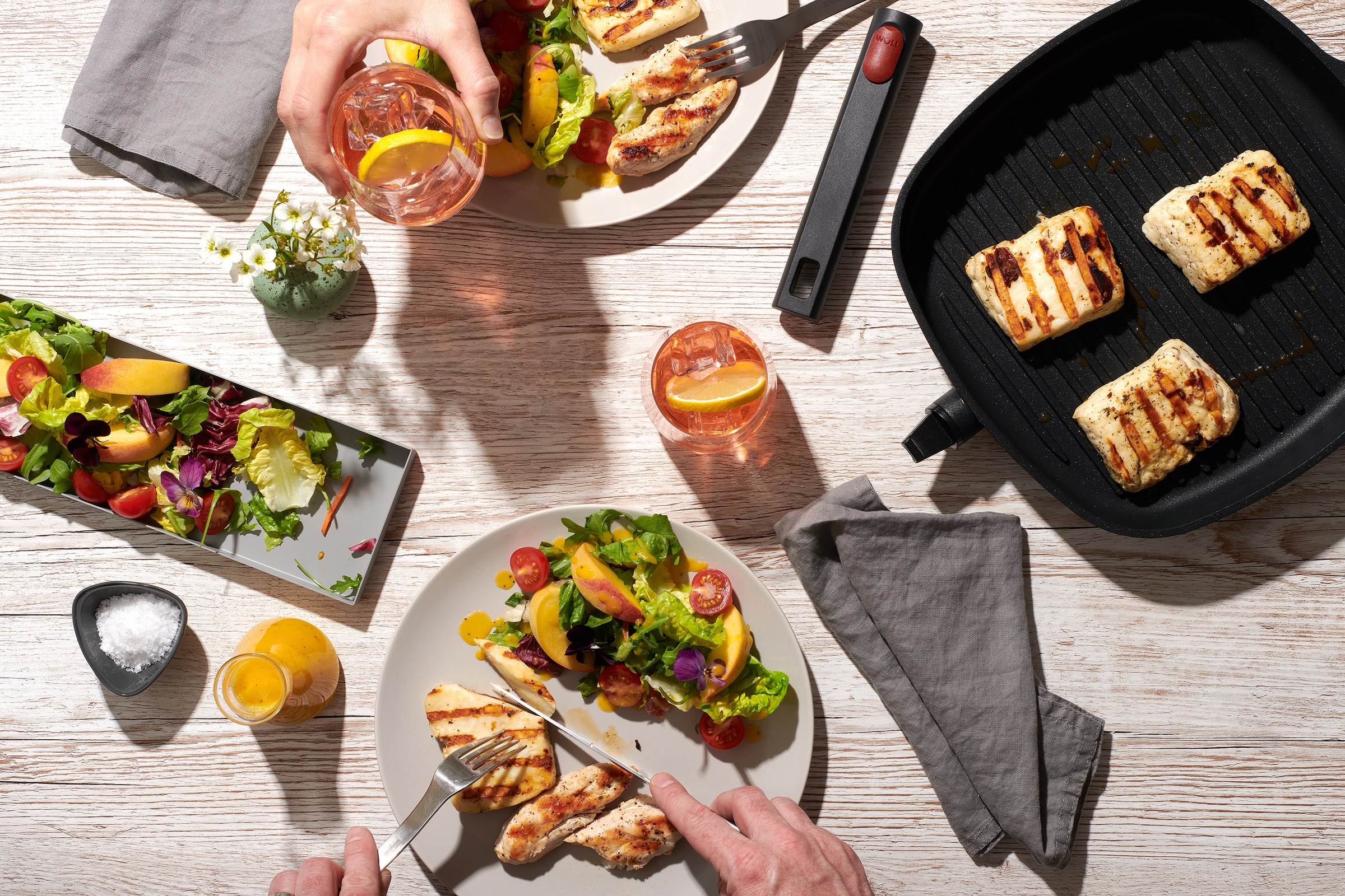 WOLL MADE IN GERMANY Grillpfanne »Logic inkl. Deckel« Aluminiumguss Set, 2 tlg. tlg. Abnehmbarer Stiel