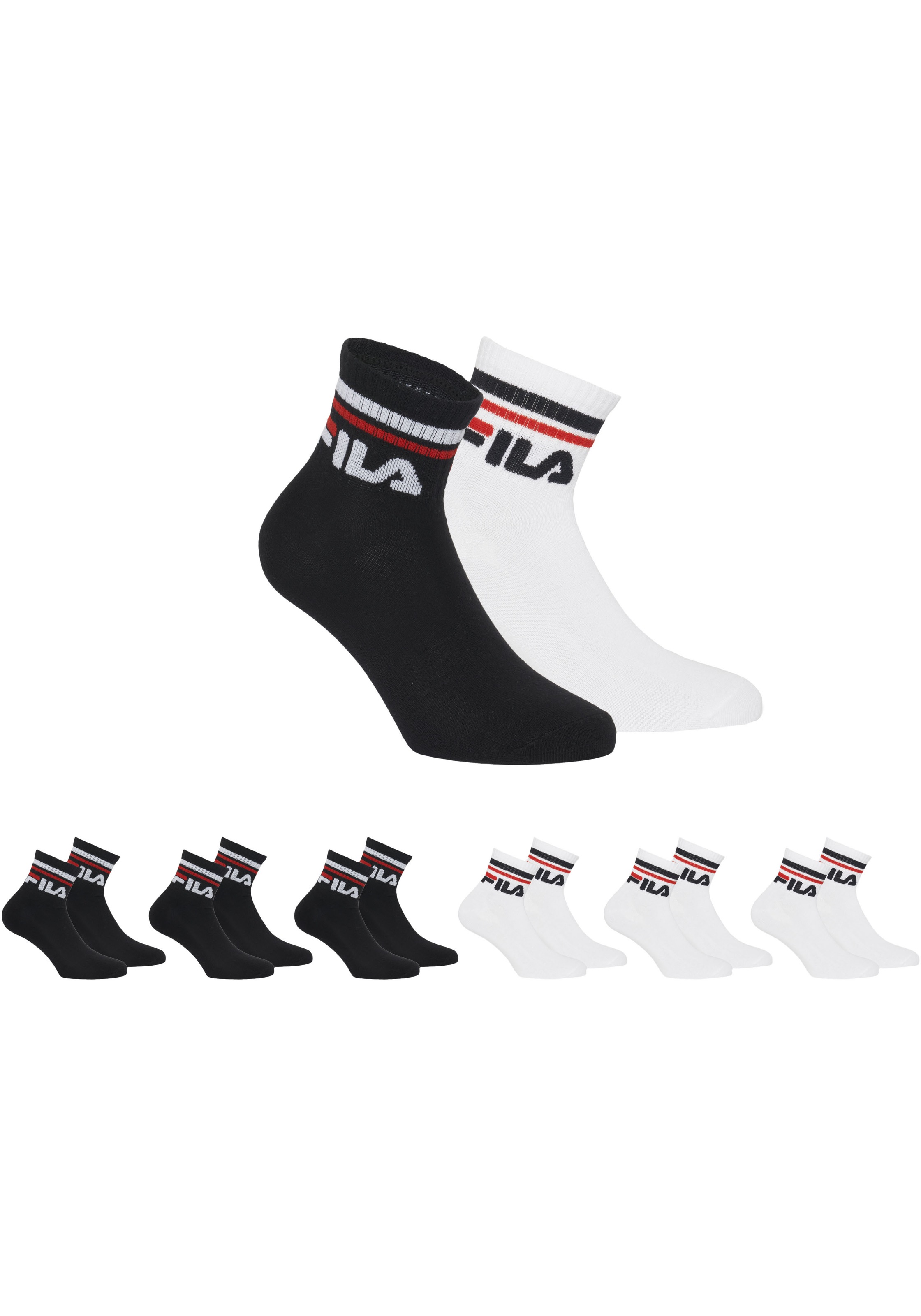 Fila Kurzsocken »UNISEX QUARTER PLAIN SOCKS«, (6 Paar), mit Logo-Schriftzug