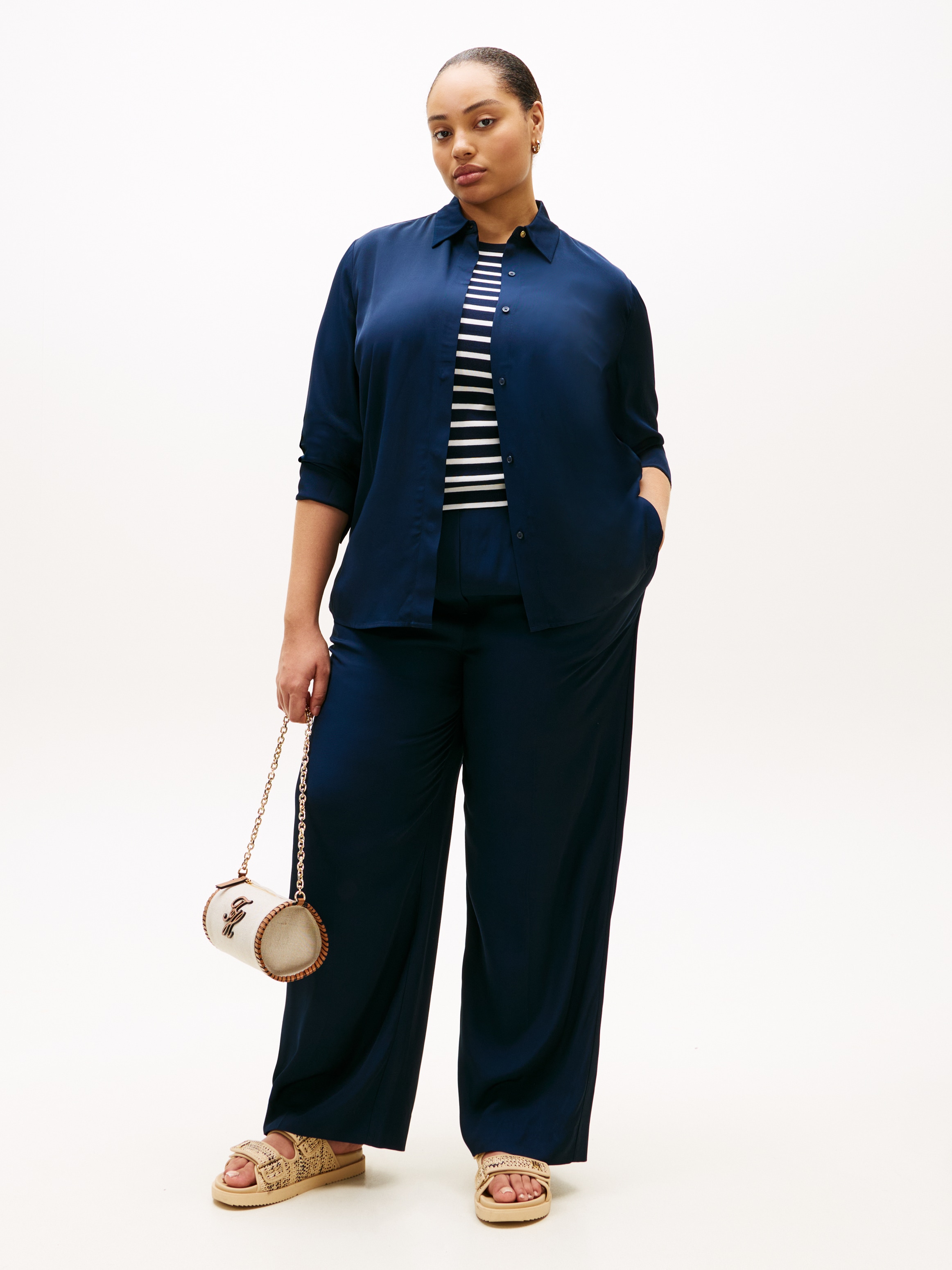 Tommy Hilfiger Curve Hemdbluse »CRV VIS TWILL BUTTON UP SHIRT« in großen Größen