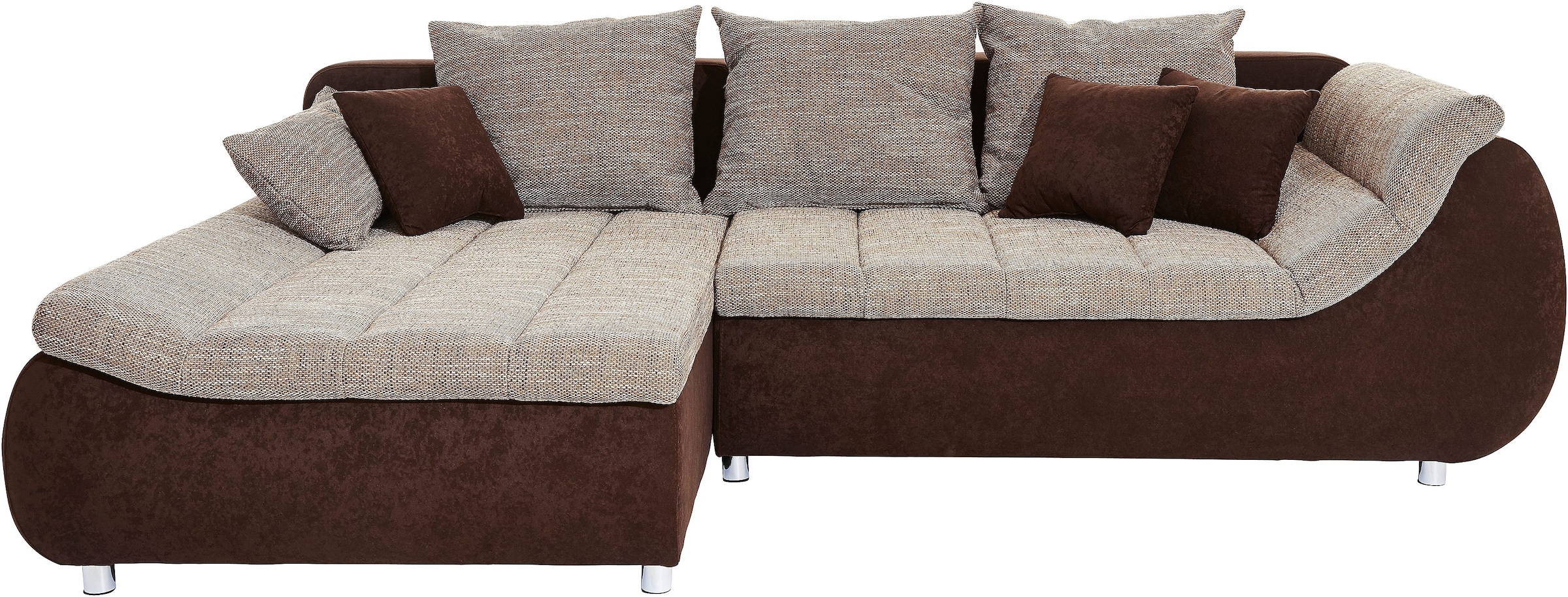 INOSIGN Ecksofa »Imola elegant und bequem, aktuelle Steppung im Sitz, L-Form«, wahlweise mit Bettfunktion