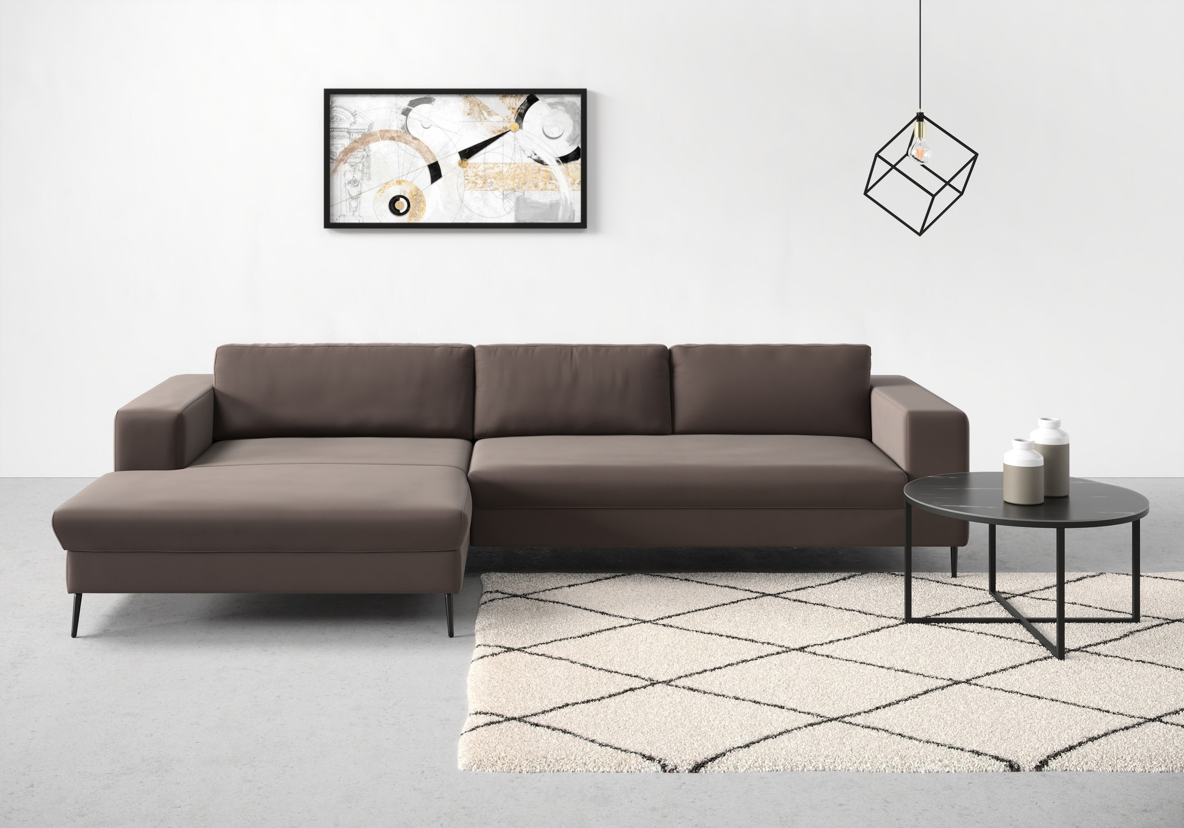 DOMO collection Ecksofa »Modica, zeitlos und elegant, L-Form«, moderne Optik mit extrabreiter Recamiere, auch in Cord
