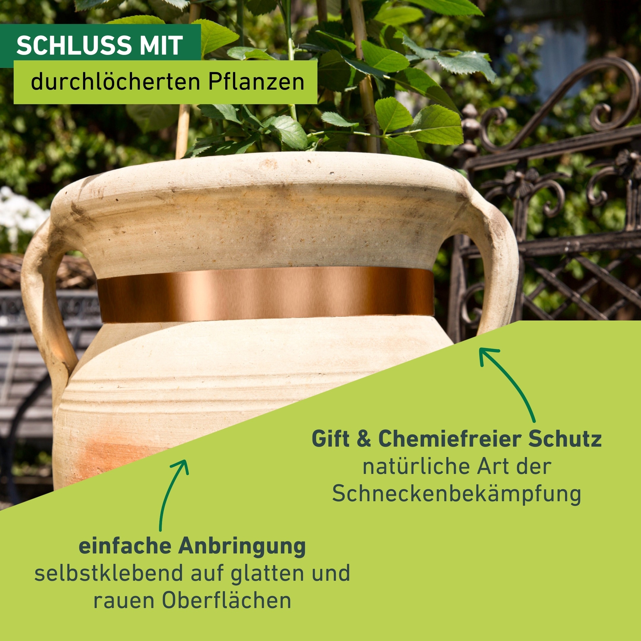 Windhager Schneckenkante »aus Kupfer, Schnecken Abwehrband für Hochbeete und Pflanztöpfe« Schneckenschutz Tape, erhältlich in 5 x 3 cm oder 5 cm x 6 m