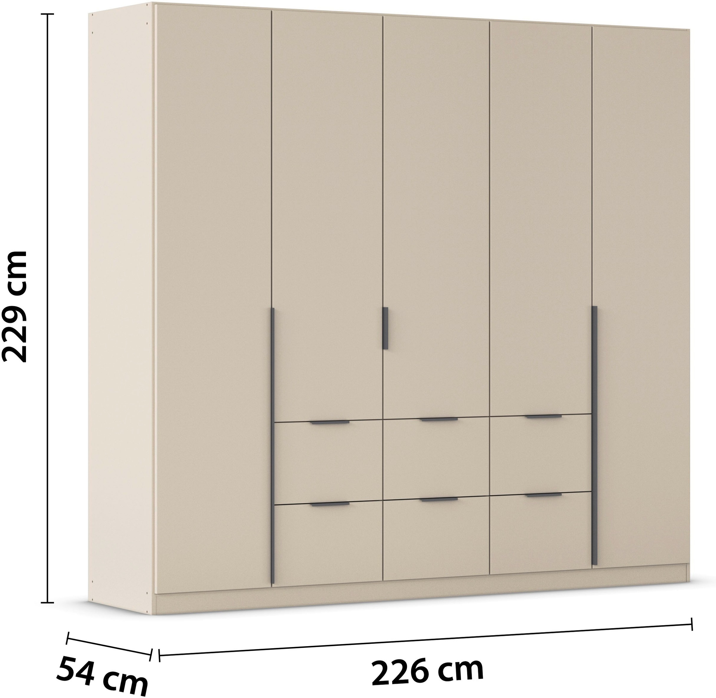 rauch Drehtürenschrank »Kleiderschrank Schrank Garderobe AGORDO mit Dekor- oder Hochglanzfront«, (in zwei Griff-Farben mit Dekor- oder Hochglanzfront), mit Außenschubkästen, in 6 Breiten und 2 Höhen MADE IN GERMANY