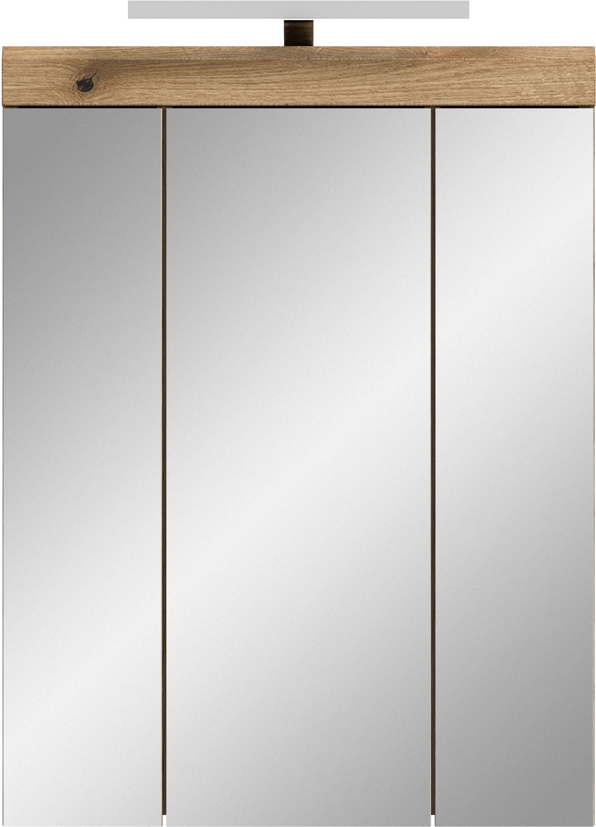 welltime Badezimmerspiegelschrank »SIENA, Breite 60cm, inkl. Beleuchtung, 3 Spiegeltüren, 9 Fächer« Set, TOPSELLER!,  in verschiedenen Farben erhältlich, Badmöbel, Badschrank, Schrank, Bad