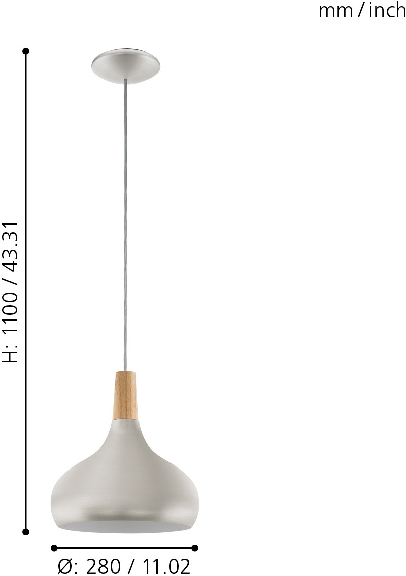 EGLO Hängeleuchte »SABINAR« E27 1 Stk. Hängeleuchte, H110 x Ø28 cm, 1X40W exkl.