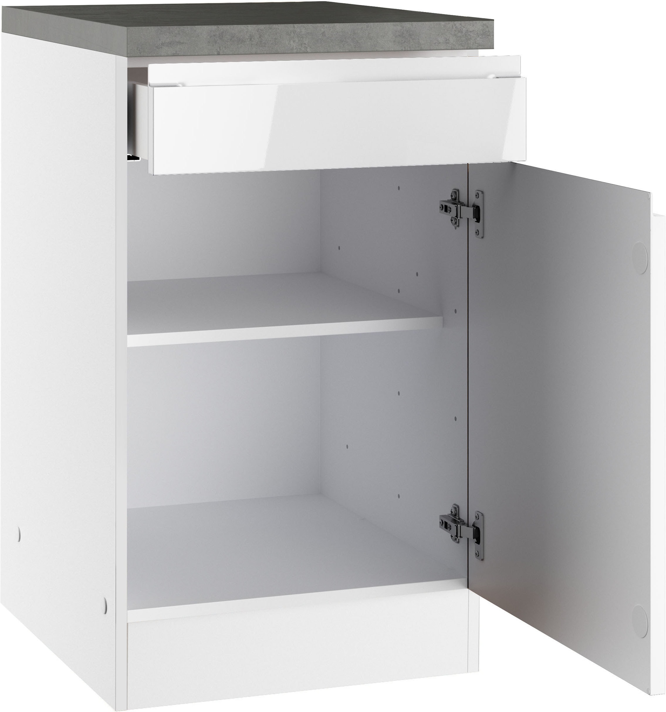 KOCHSTATION Unterschrank »KS-Virginia,neu in verbesserter Ausführung« Stauraum, Softclose, mit CPL-Arbeitsplatte,  Breite 50 cm, 1 Tür, 1 Schubkasten, Soft-Close-Funktion