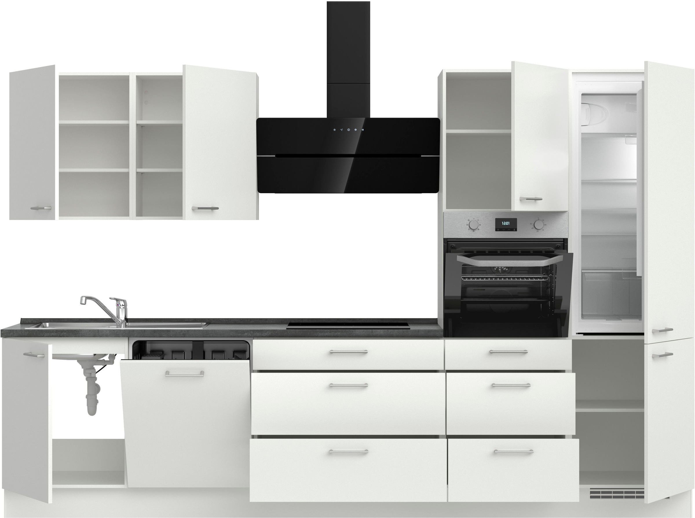 nobilia® Küchenzeile »"Laser II"«, vormontiert, Ausrichtung wählbar, Breite 330 cm, wahlw. mit E-Geräten