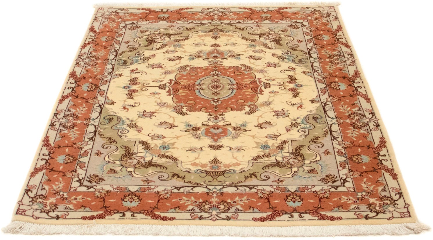 morgenland Teppich »Täbriz 50 Raj Teppich handgeknüpft beige«, rechteckig, günstig online kaufen