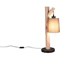 andas Tischleuchte »Pitholm«, 1 flammig-flammig, Tischlampe aus naturbelassenem Echtholz, Stoffschirm, Schnurschalter