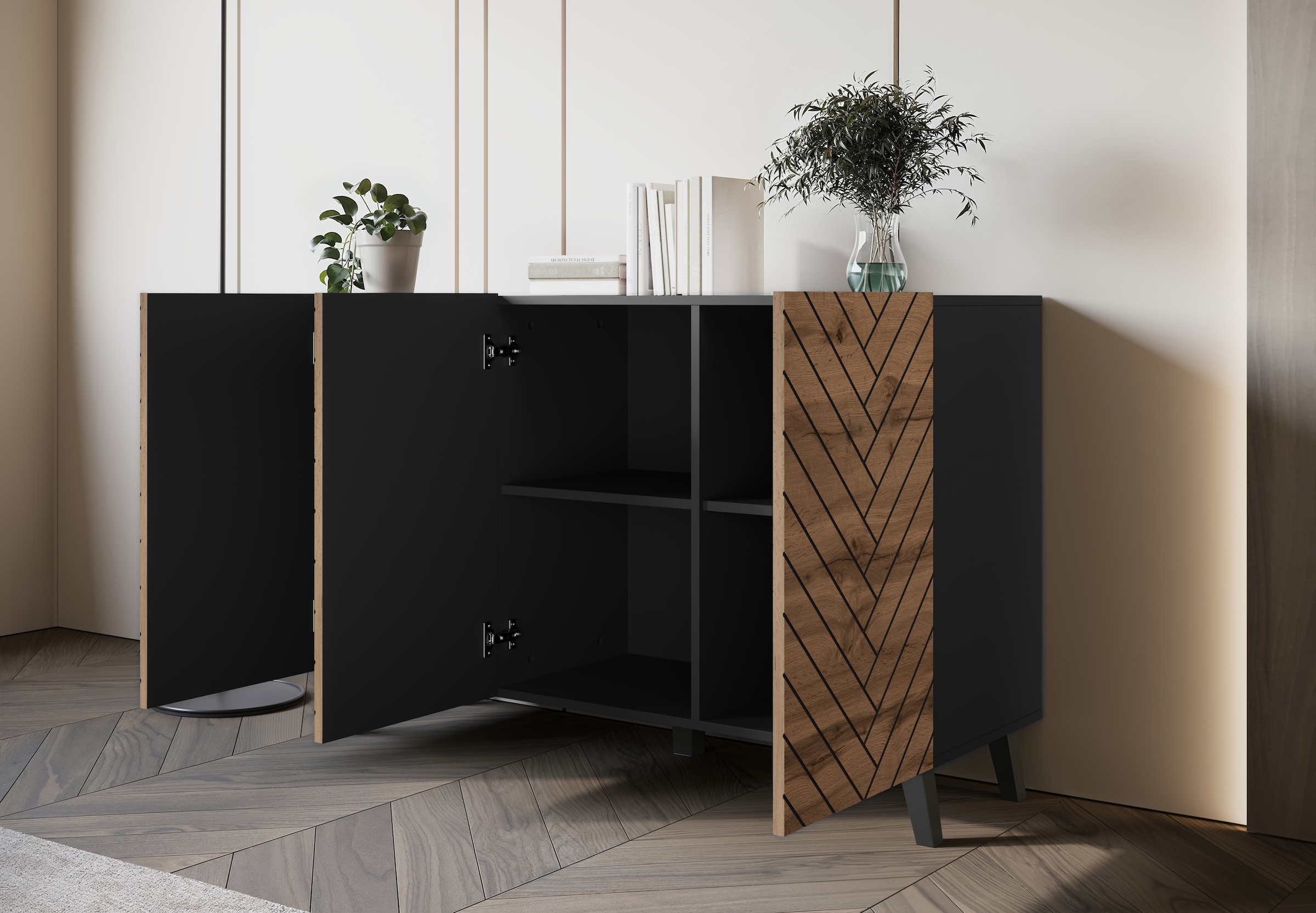 INOSIGN Sideboard »SIDEBOARD PHUKET«, (1 St.), Modernes Sideboard mit 6 Fächern, Breite 120 cm
