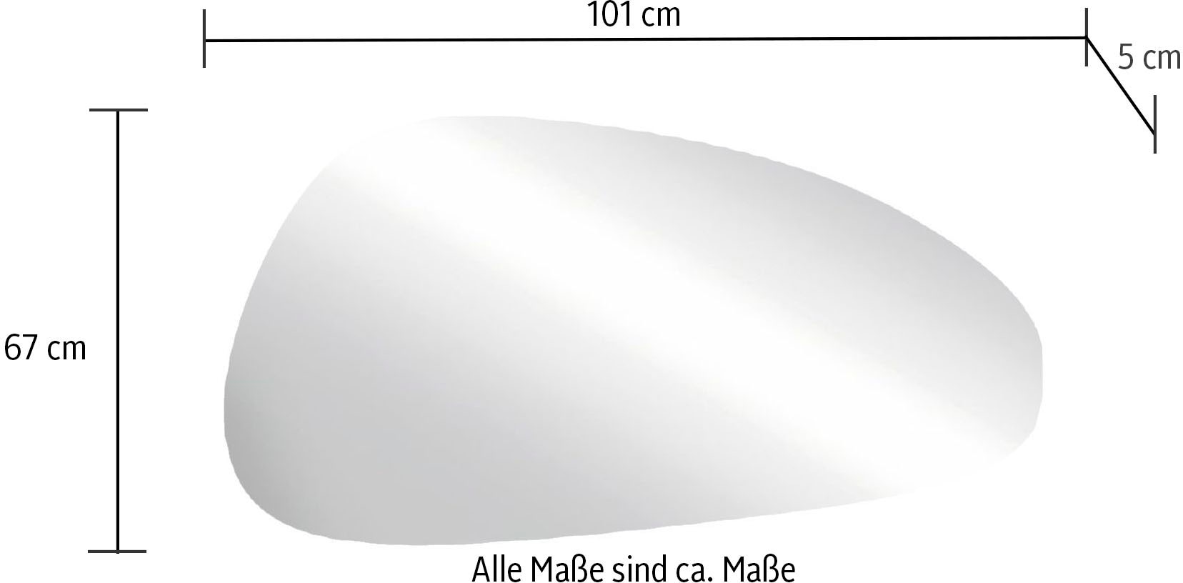 welltime Badspiegel »Stone«, asymmetrisch, Breite 101 cm, Höhe 67 cm, mit LED Beleuchtung