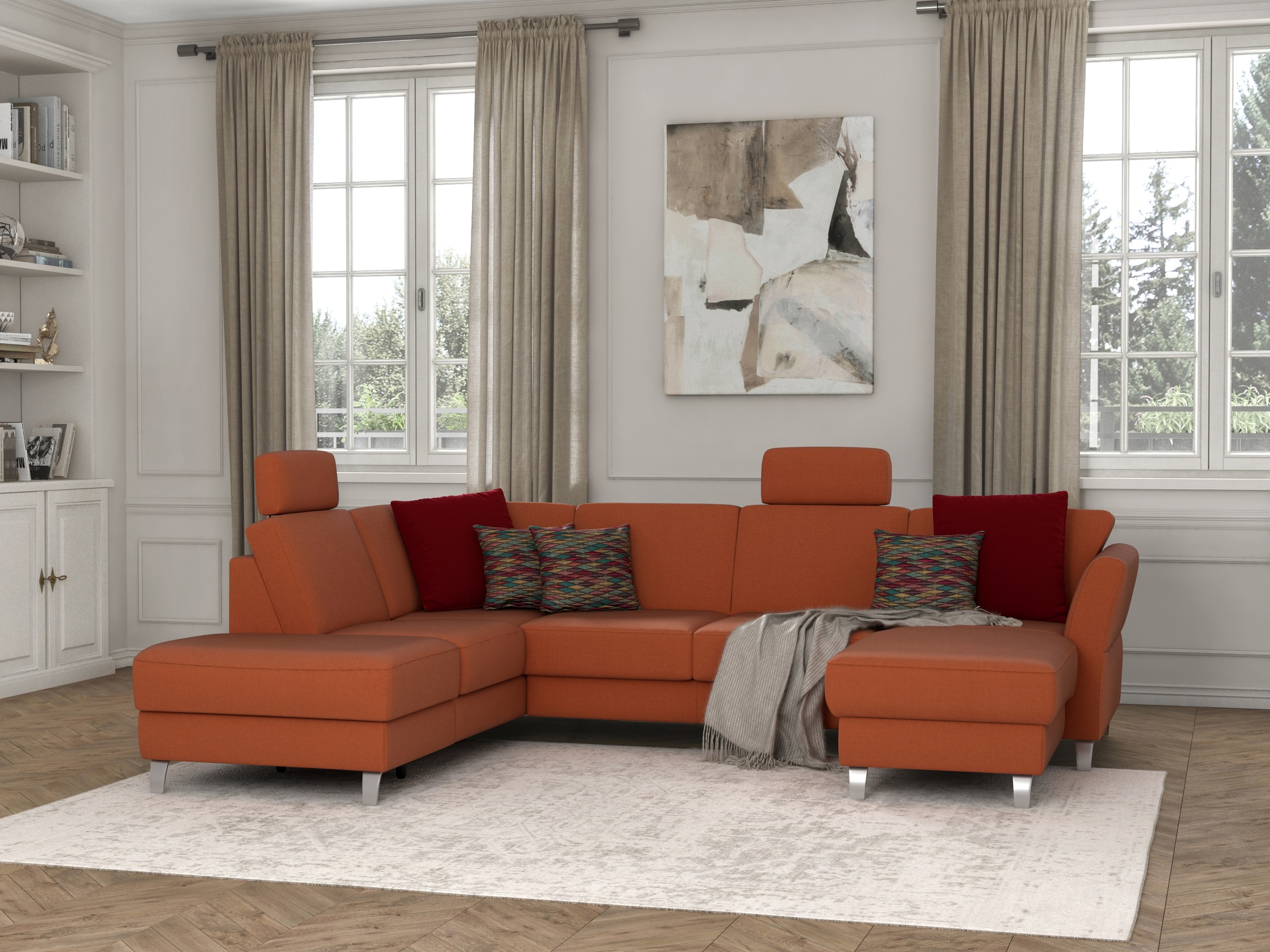 sit&more Wohnlandschaft »Visby U-Form«, Wahlweise mit Bettfunktion und Stauraum, frei im Raum stellbar