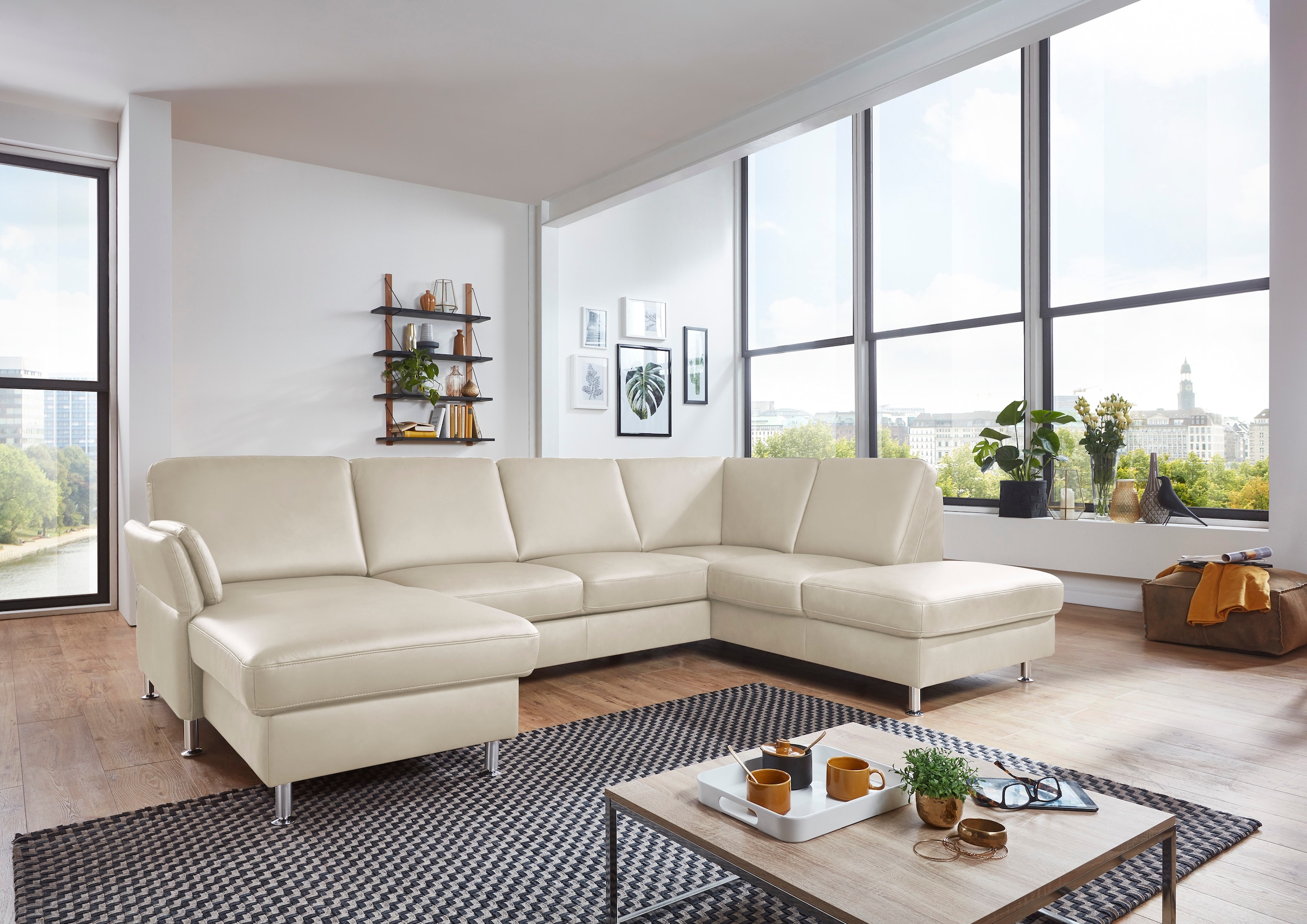 Die PlanBar Wohnlandschaft »PN-EM18013 U-Form, ohne Kopfstützen« wahlweise mit Bettfunktion und Stauraum