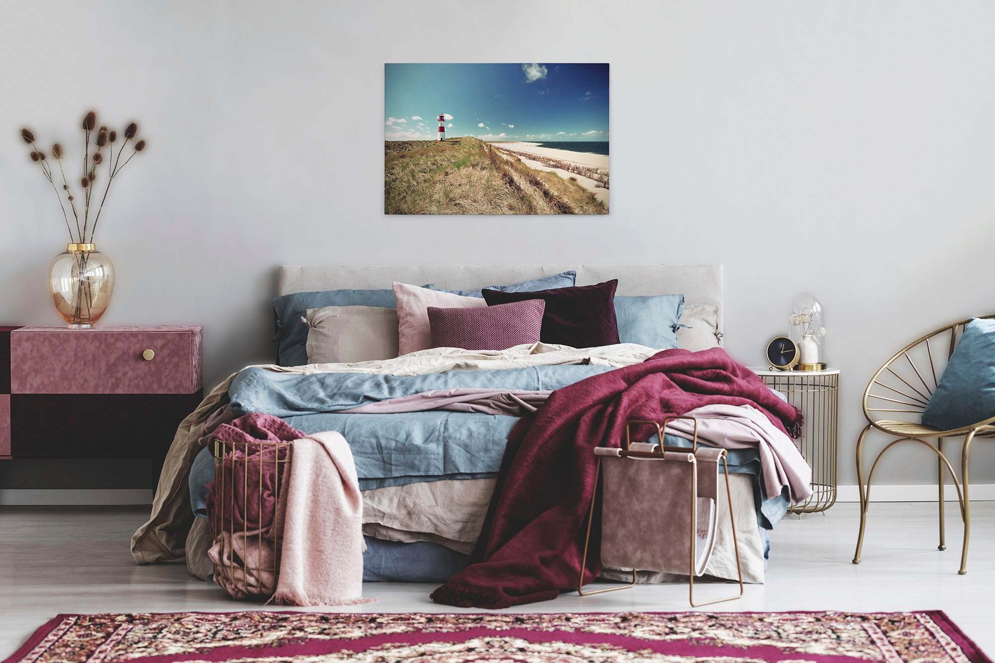 A.S. Création Leinwandbild »Lighthouse«, Kunst-Gemälde-Kinder, (1 St.), Strand Dünen Meer Keilrahmen Natur Leinwand-Bild Wohnzimmer modern