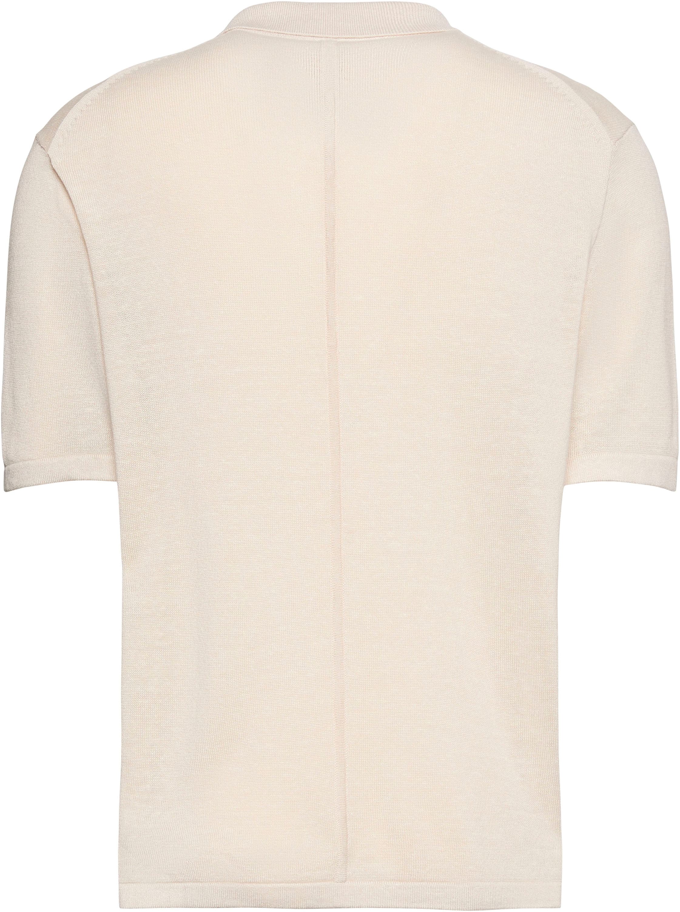 Calvin Klein Kurzarmpullover Feinstrick aus Leinenmix, Regular Fit, Polokragen