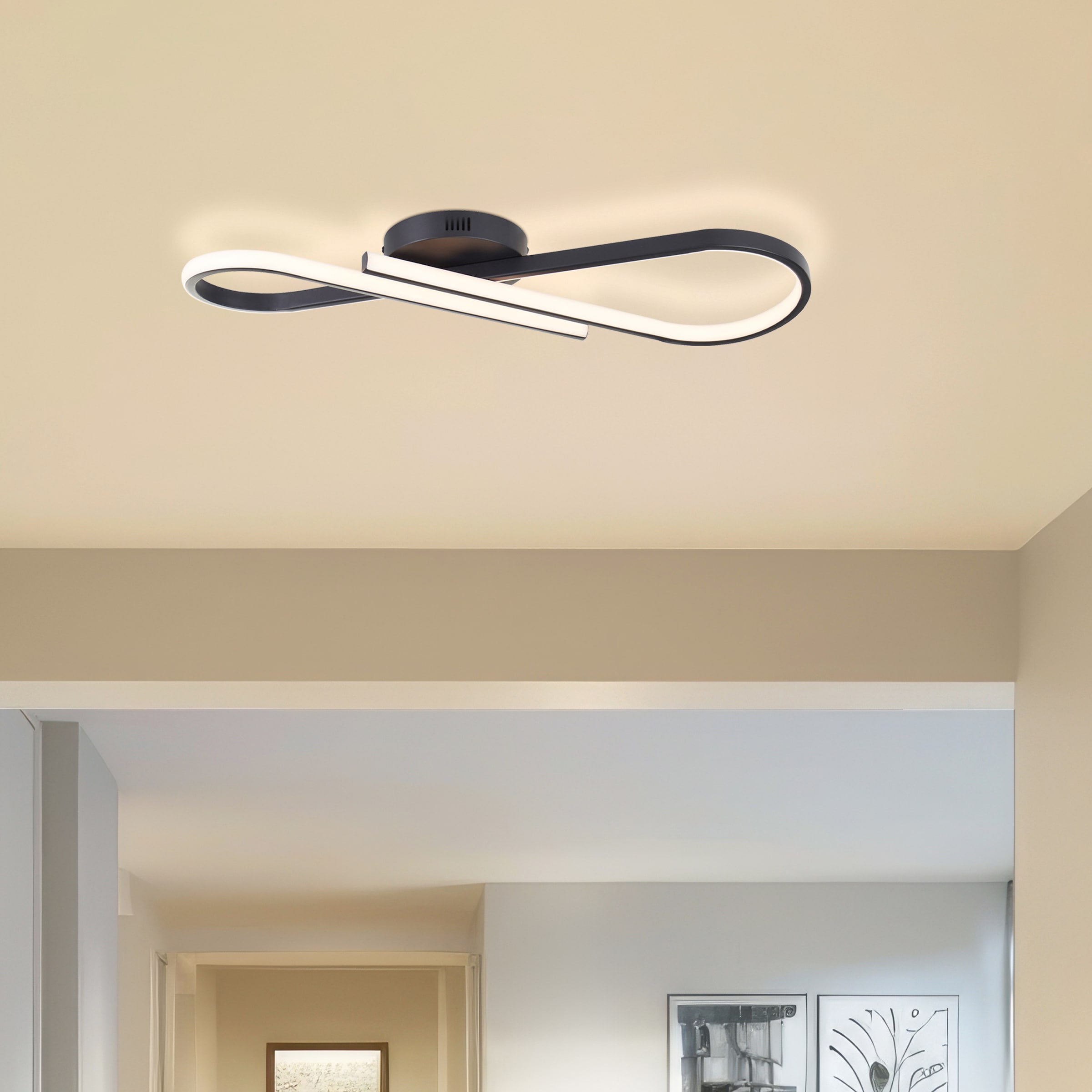 Brilliant LED Deckenleuchte »Hinton« LED-Modul 1 Stk. Warmweiß 66x20 cm, 2800lm, 3000K, dimmbar, Metall, schwarz