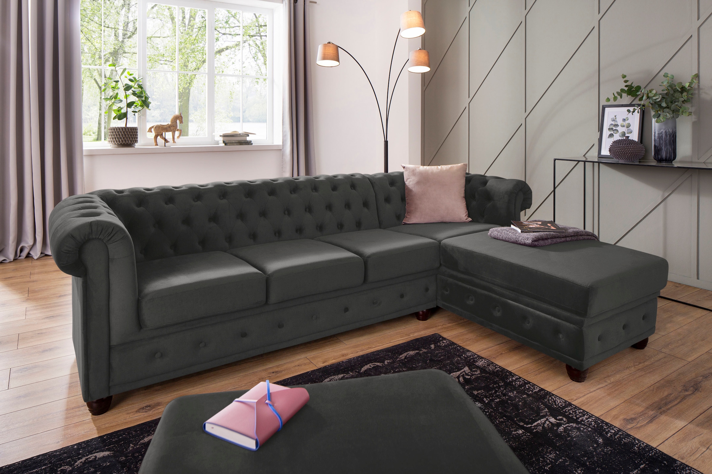 Home affaire Polsterhocker »New Castle«, passend zur "New Castle"-Serie, B/T/H: 75/70/45 cm