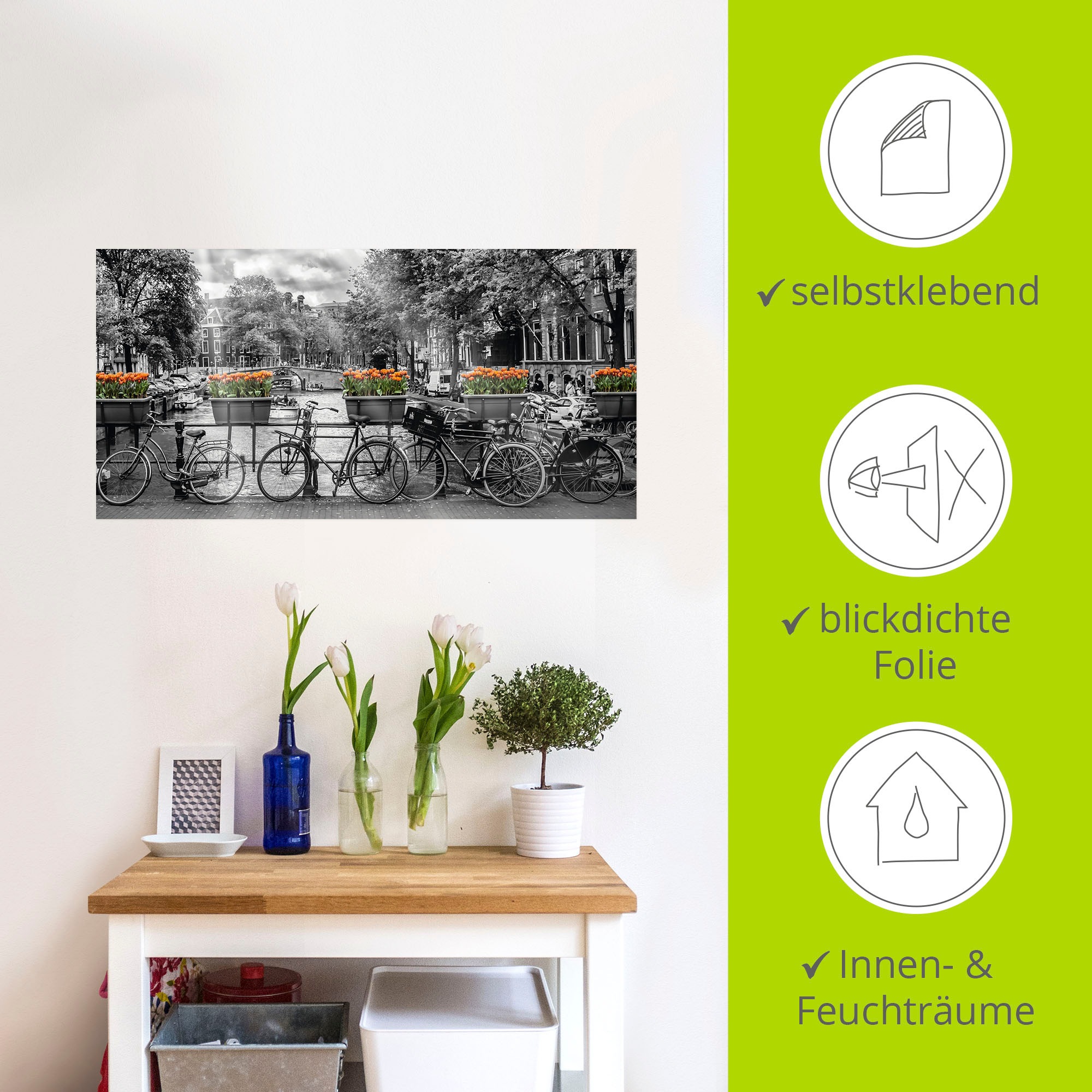 Artland Wandbild »Amsterdam Herengracht I«, Fahrräder, (1 St.), als Leinwandbild, Poster, Wandaufkleber in verschied. Größen