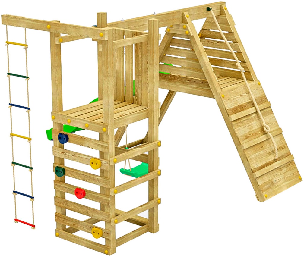 FUNGOO Spielturm »Climber, Klettergerüste m Rutsche, Kletterbrücke, -leiter u. Schaukel«, Made in Europe
