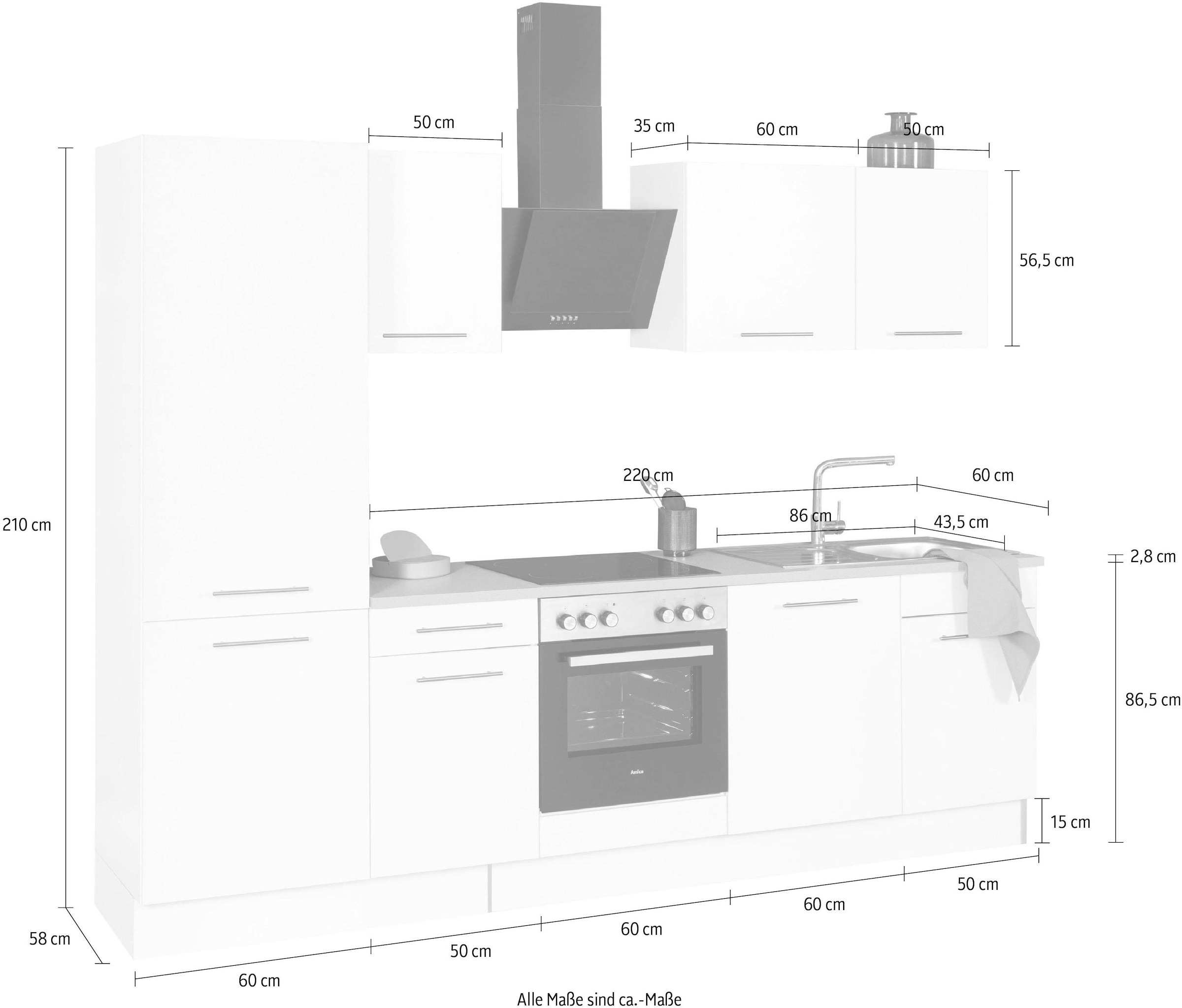 wiho Küchen Küchenzeile »Ela«, Breite 280 cm, Soft-Close-Funktion, höhenverstellbare Füße