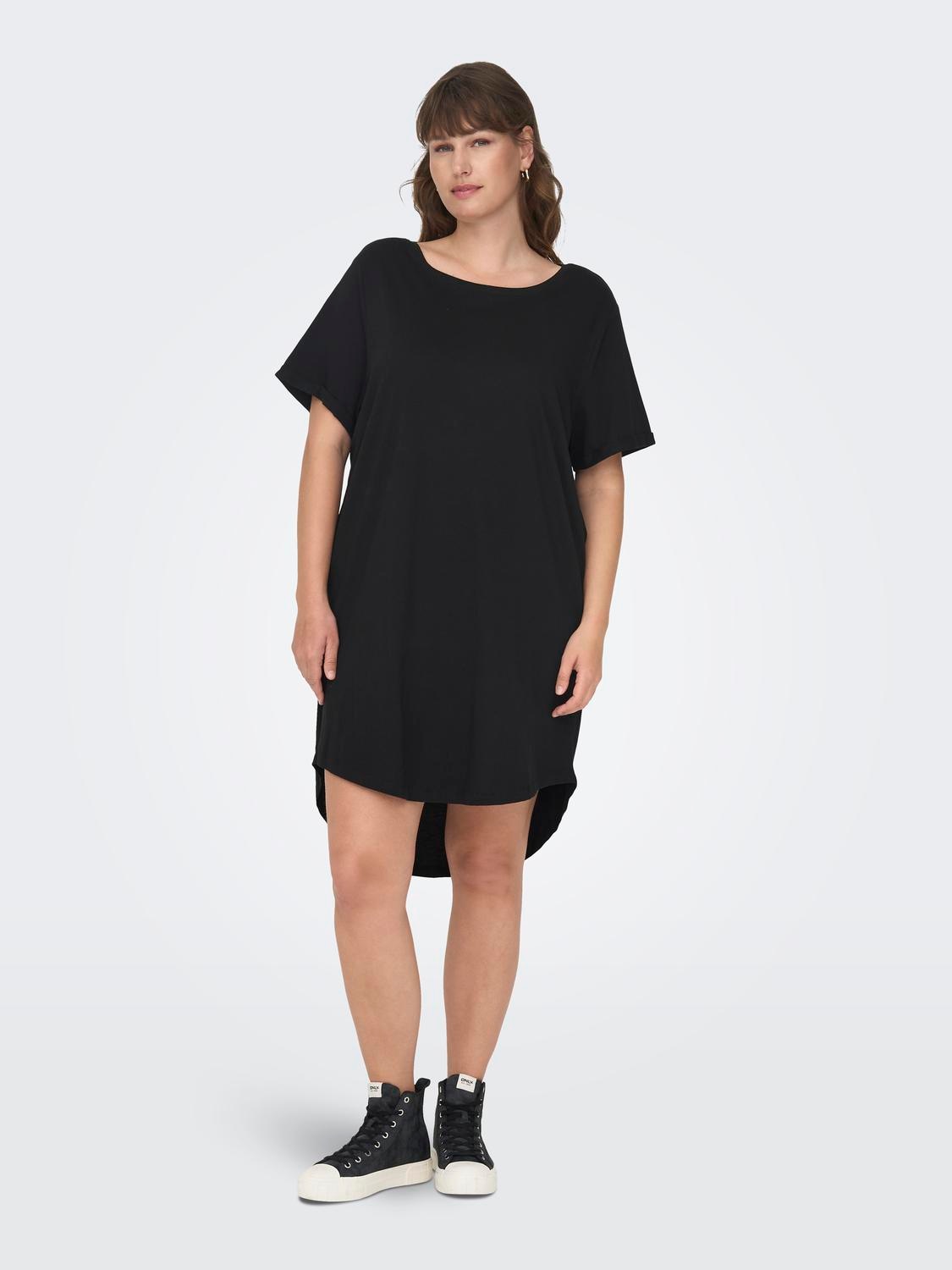 ONLY CARMAKOMA Minikleid »CARMAY LIFE S/S DRESS JRS«, mit überschnittenen Schultern und abgerundetem Saum