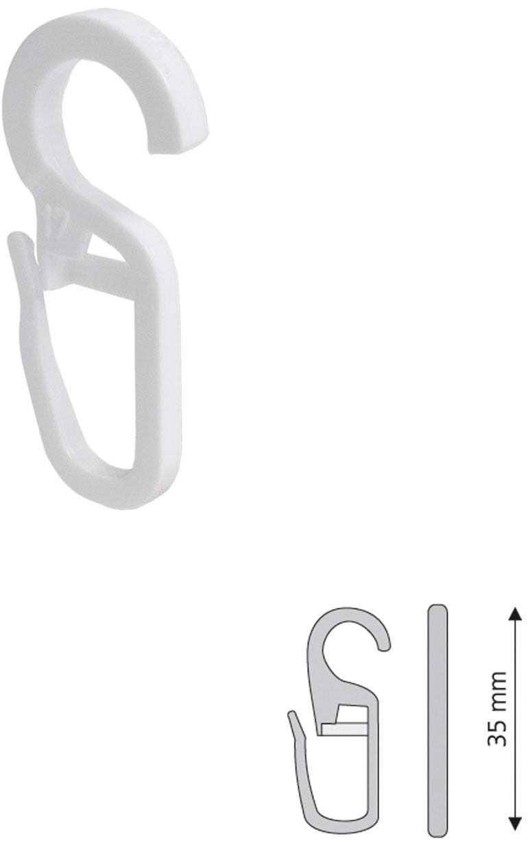 LIEDECO Faltenclip Faltenlegehaken, für Gardinenringe Öse 10 mm weiß B/H/L: 3,5 cm