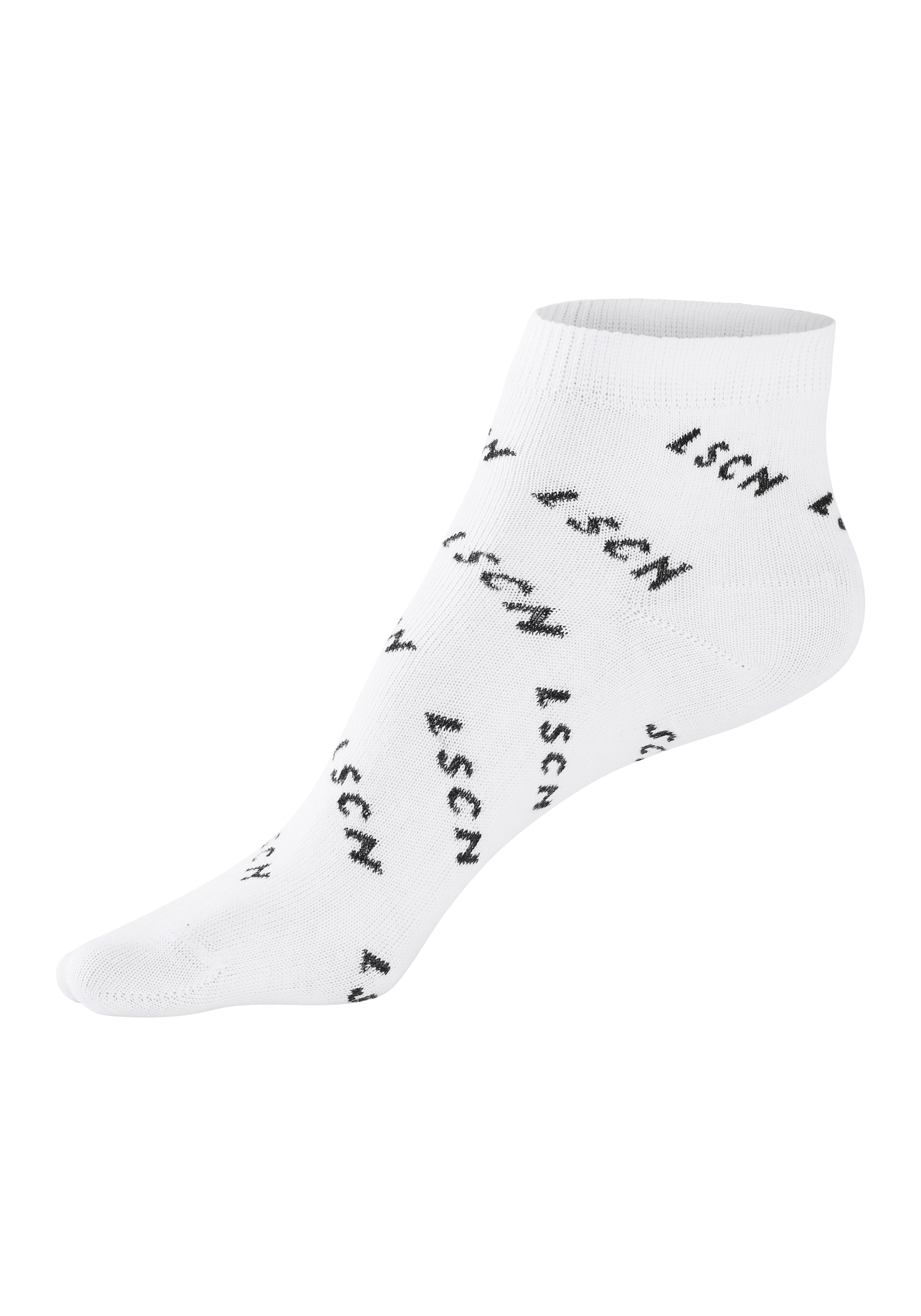 LSCN by LASCANA Kurzsocken, (Packung, 3 Paar), all over Logo Schriftzug