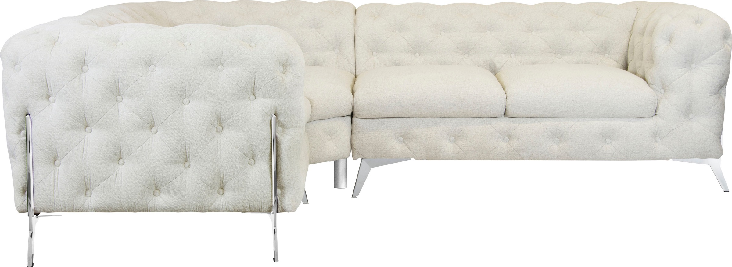Leonique Chesterfield-Sofa »Amaury L-Form«, Chesterfield-Optik, Breite/Tiefe je 262 cm, Fußfarbe wählbar