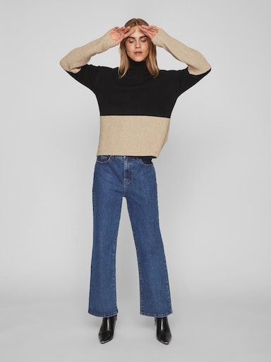 Vila Rollkragenpullover »VIRIL BLOCKING ROLL-NK L/S KNIT TOP-NOOS«, in Colorblock Optik