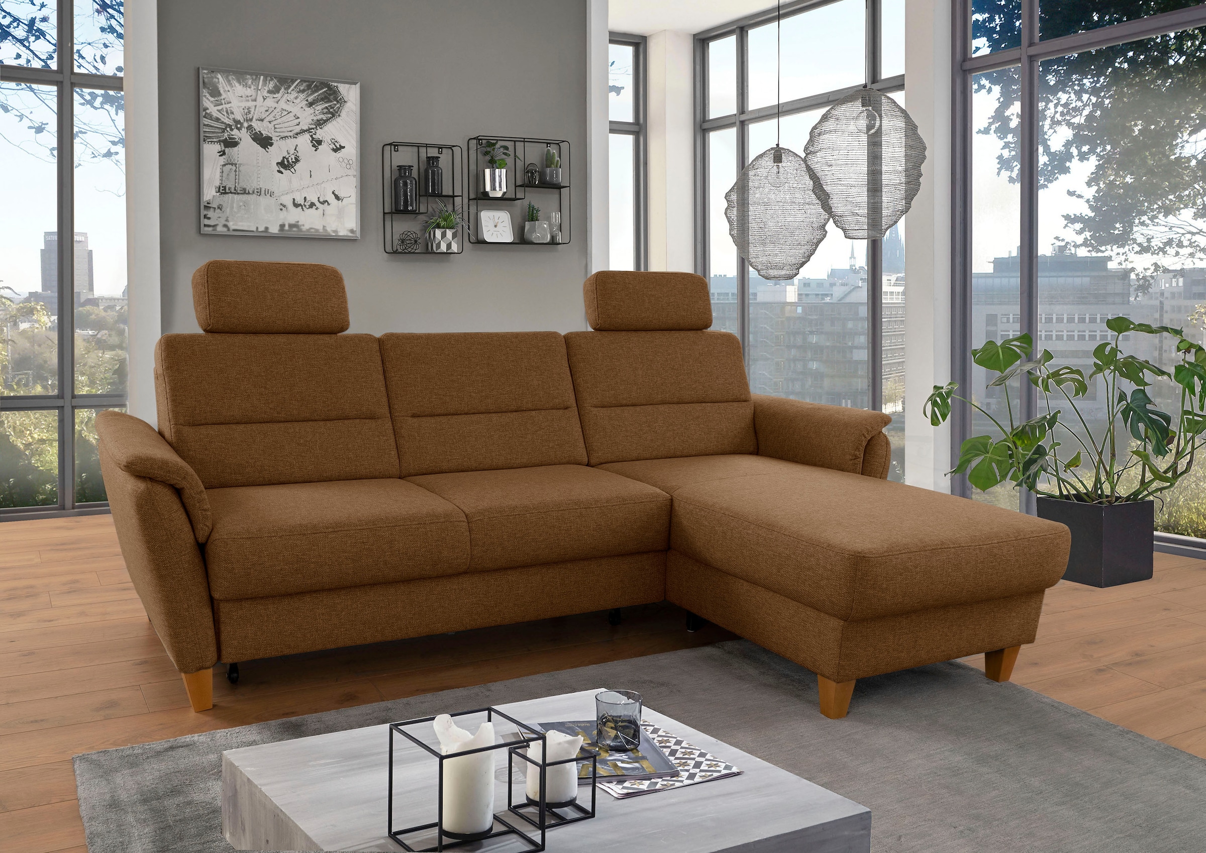 Home affaire Ecksofa »Palmera L-Form«, Federkern, wahlweise mit Bettfunktio günstig online kaufen