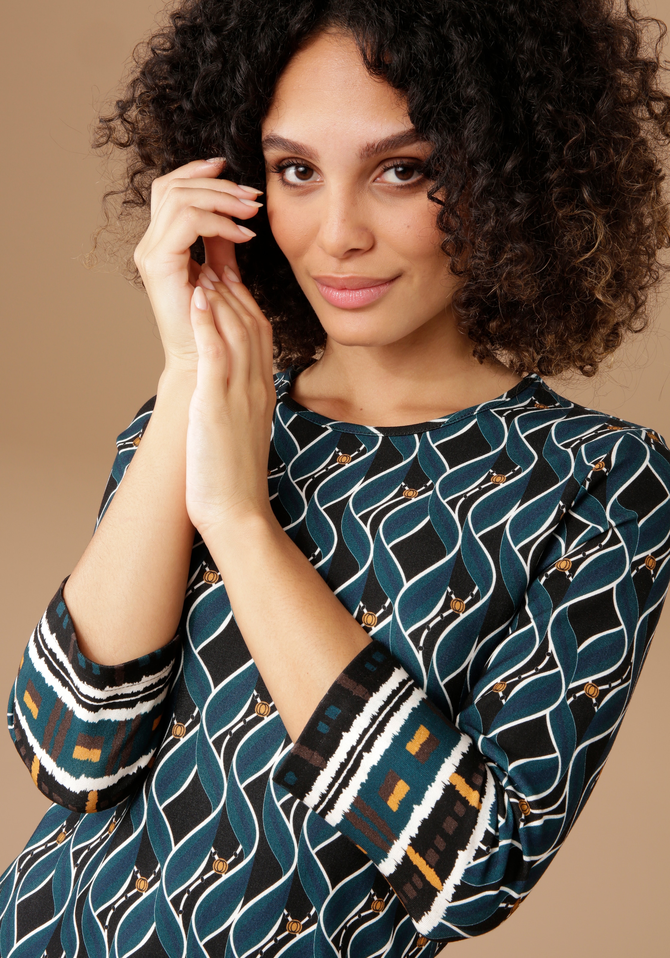 Aniston SELECTED Jerseykleid, im Retro-Dessin