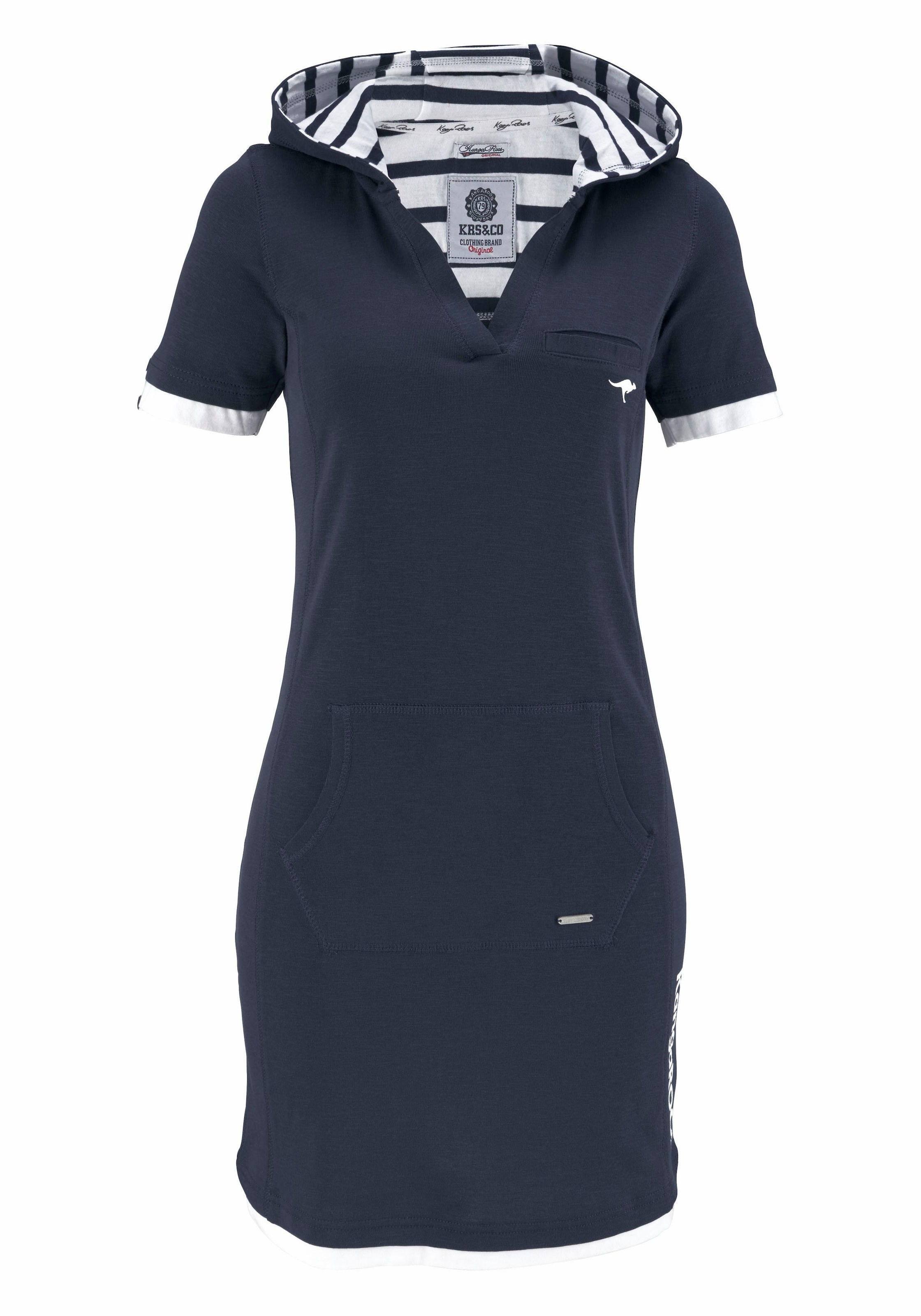 KangaROOS Sweatkleid Kängurutasche in Longform,  aus Baumwoll-Sweatqualität,  mit Kängurutasche