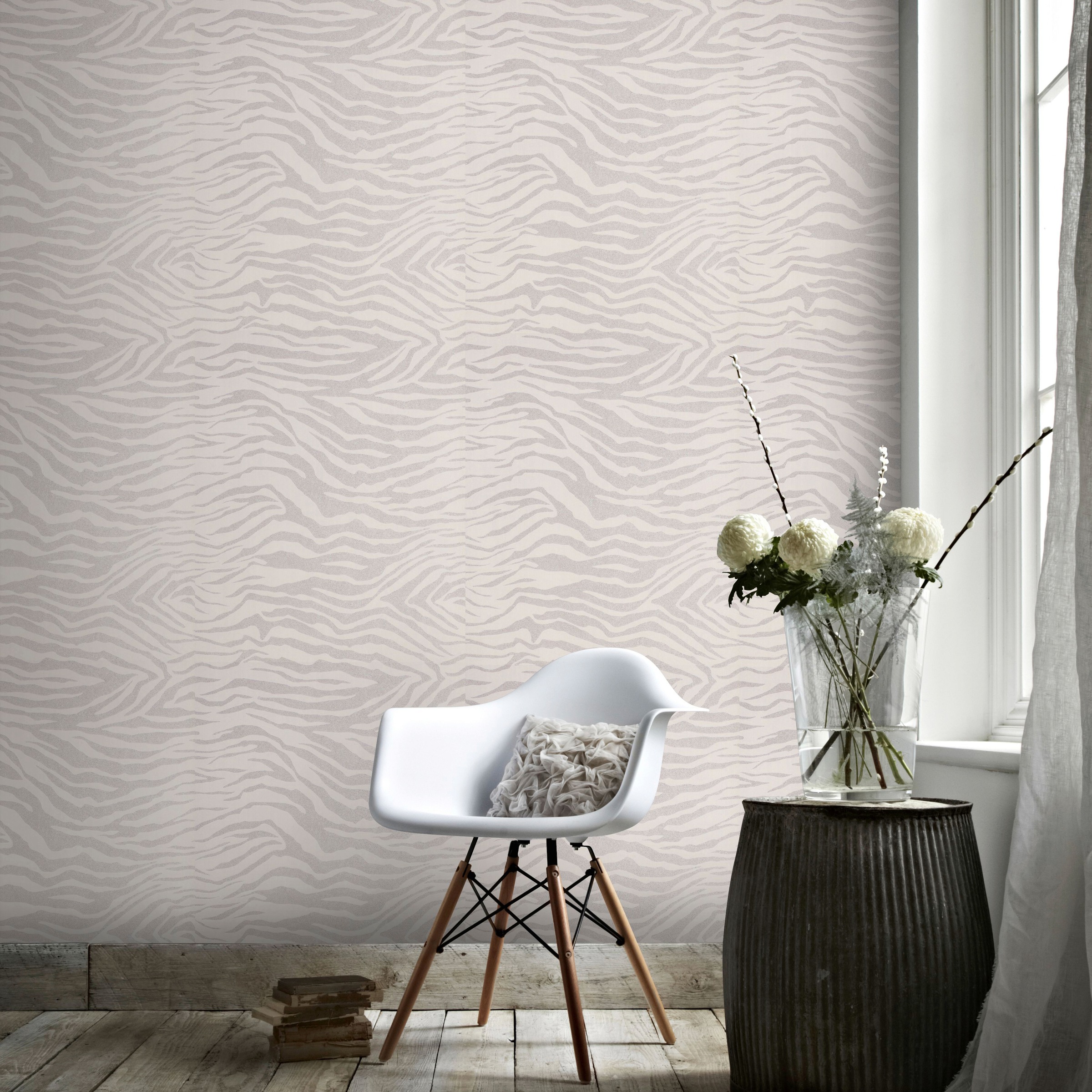 Superfresco Easy Vliestapete »Zebradruck«, Glitzermuster, mit Glitzereffekt Silber