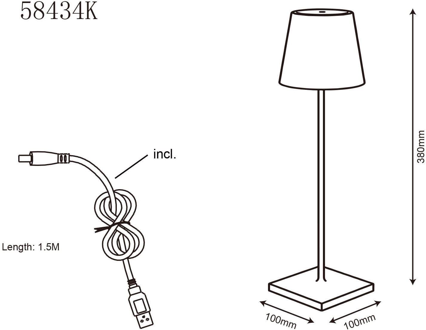 GLOBO LIGHTING LED Tischleuchte »GREGOIR«, Leuchtmittel LED-Modul | LED fest integriert, Tischlampe/Akku/IP44/Touch Ein/Aus/Touchdimmer/holzoptik