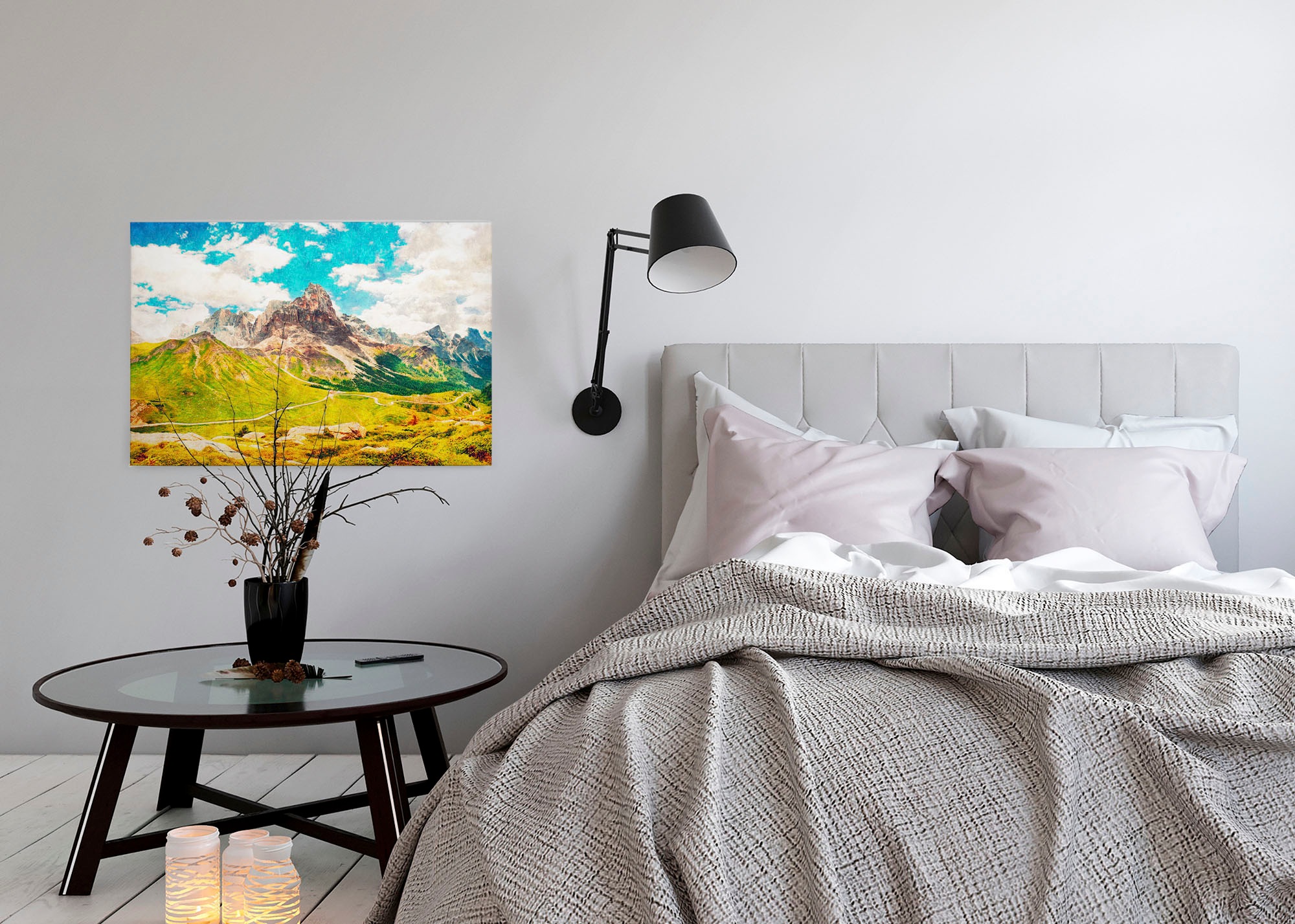 A.S. Création Leinwandbild »dolomiti«, Kunst-Berge-Kinder, (1 St.), Keilrahmen Bild Landschaft Berge Leinwand-Bild Wohnzimmer modern Wand
