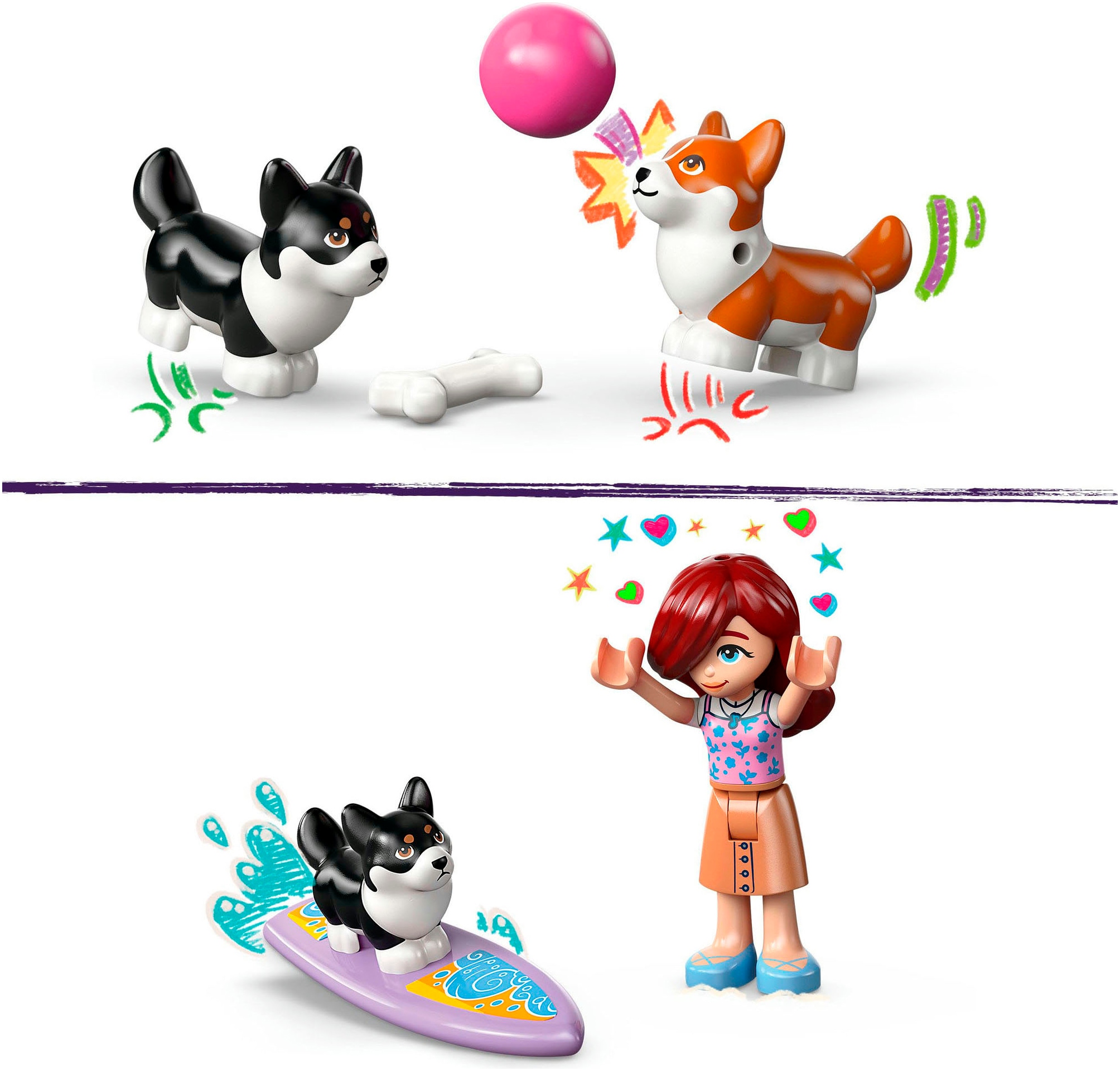 LEGO® Konstruktionsspielsteine »Strandabenteuer mit Hunden (42641), LEGO Friends«, (113 St.), Made in Europe