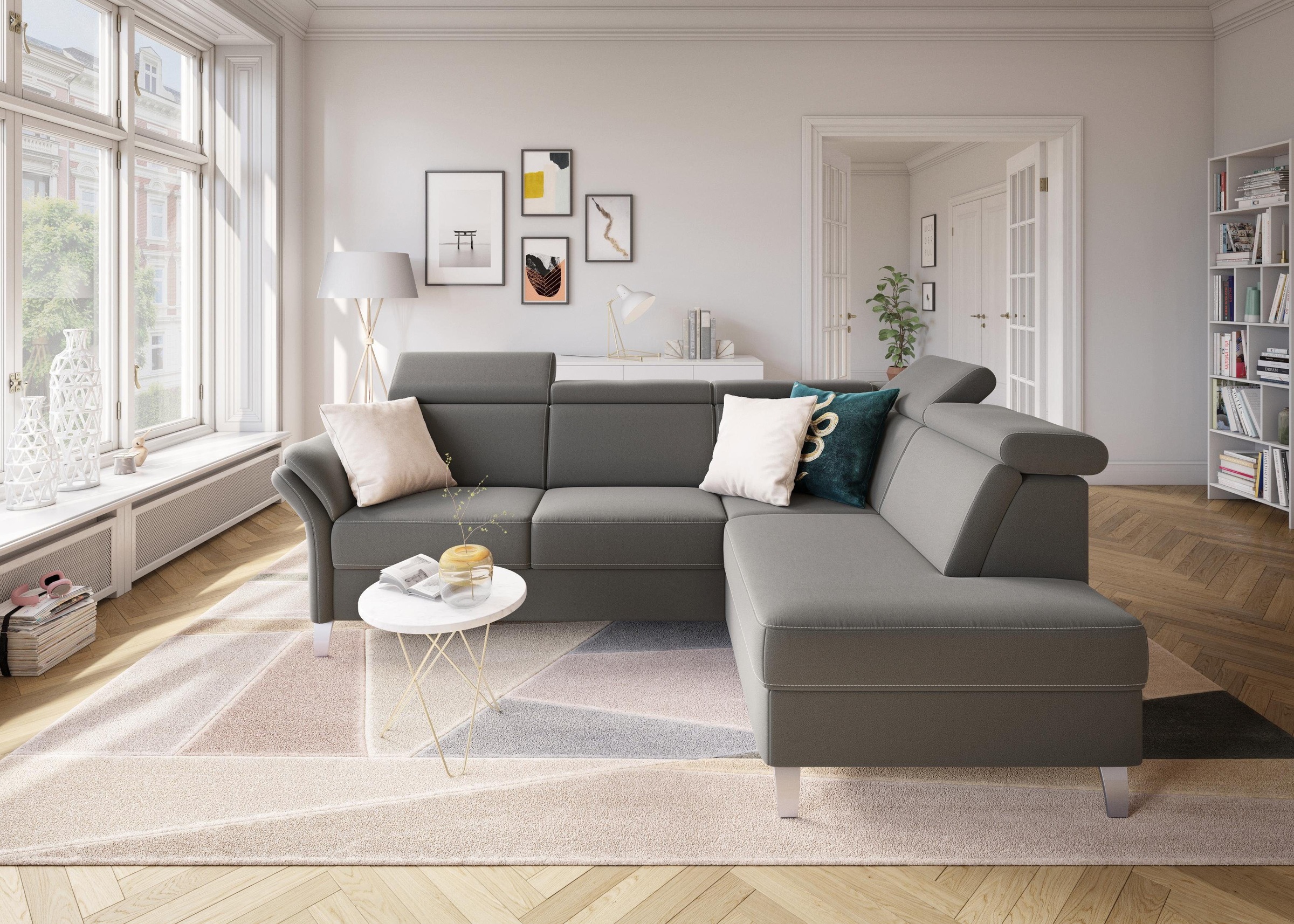 sit&more Ecksofa »Vincenzo L-Form«, inklusive Kopfteilverstellung, wahlweise mit Bettfunktion, Bettkasten