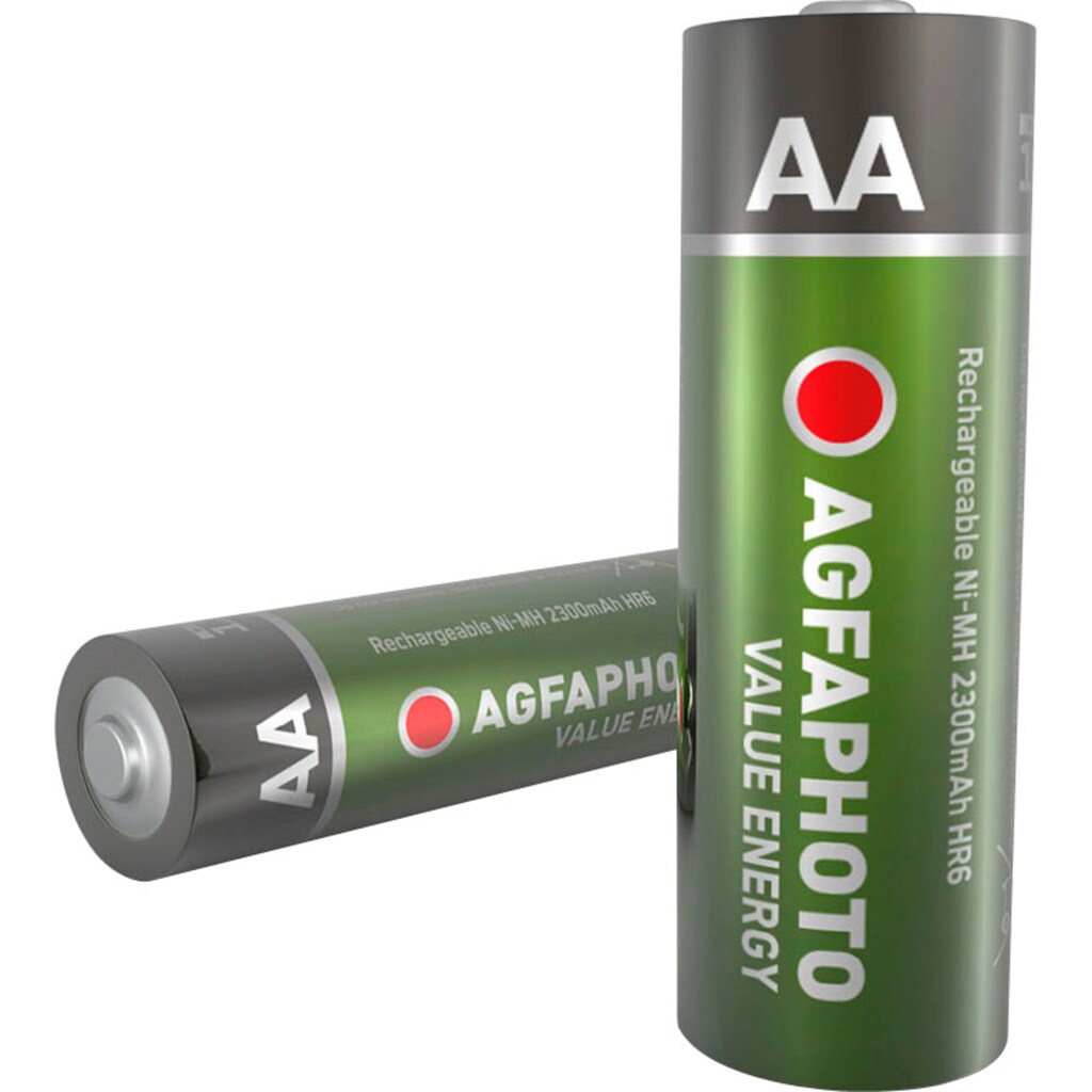 AgfaPhoto Akku »4er Pack Value Energy, wiederaufladbare AA Akkus«, 2300 mAh, bis zu 1.000x wiederaufladbar