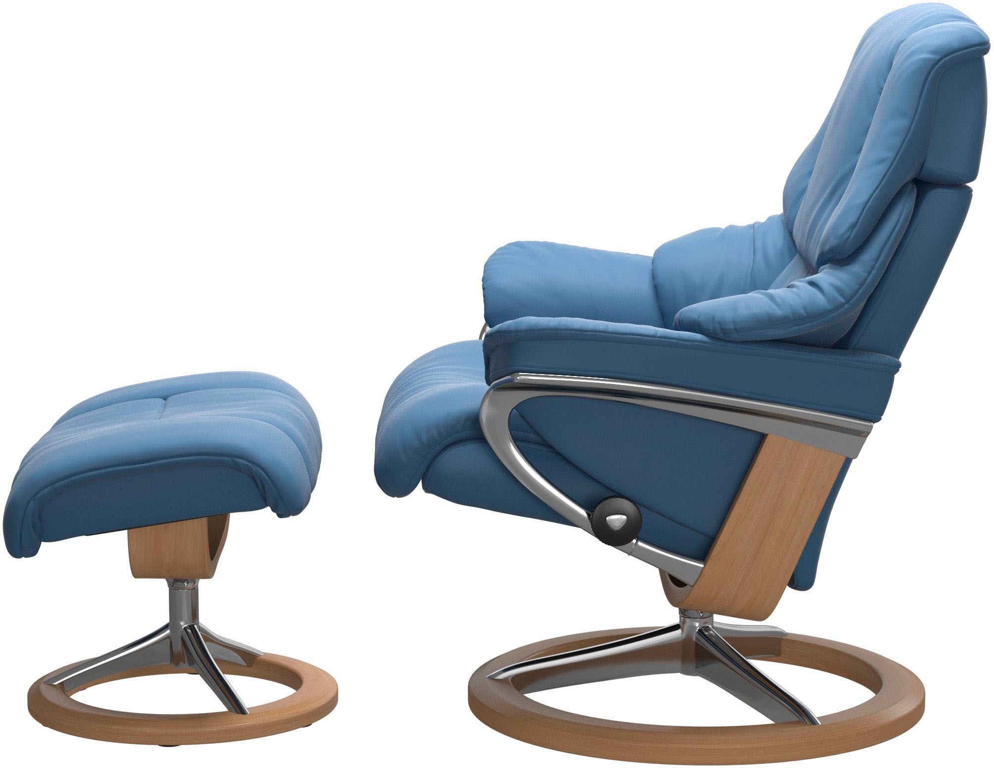 Stressless® Relaxsessel »Reno«, (Set, Relaxsessel mit Hocker), mit Hocker, mit Signature Base, Größe S, M & L, Gestell Eiche