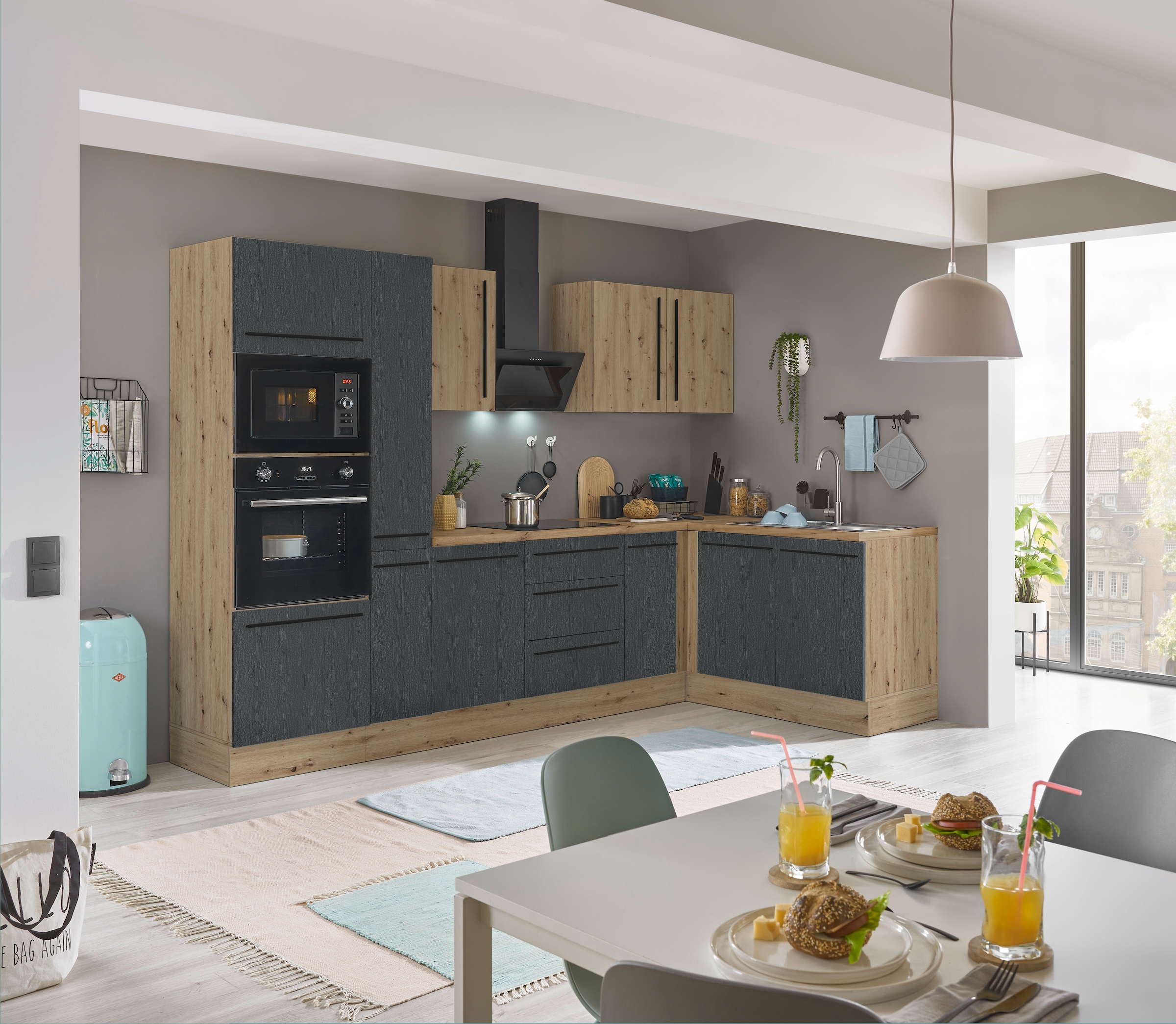 KOCHSTATION Winkelküche »Florida, Stellbreite 300x165 cm«, wahlweise mit E-Geräten, mit Softclose für Türen und Schubkästen