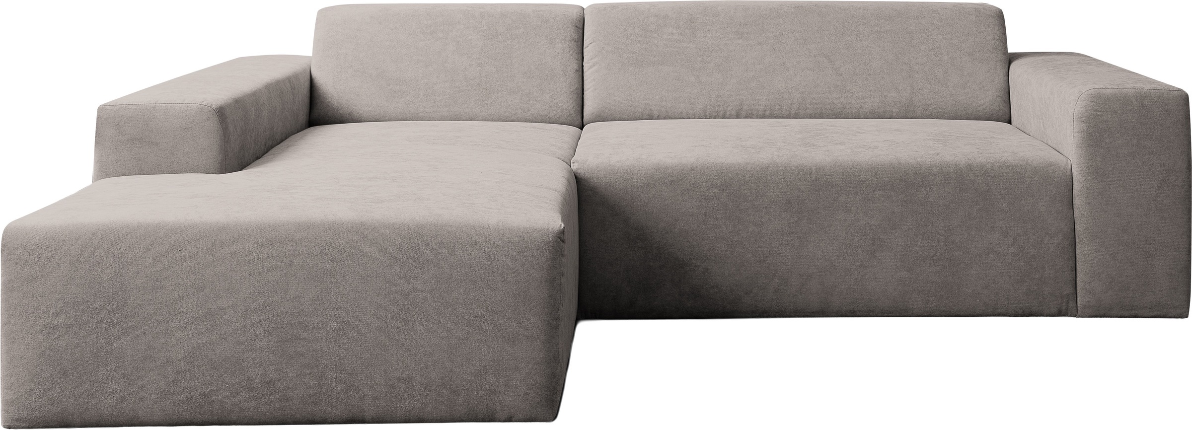 WERK2 Ecksofa »Zeus-L 253 cm breit, bequemes Cord-Sofa in L-Form, urbanes Design« Organische curvy-trend Couch mit großer Komfort-Ottomane