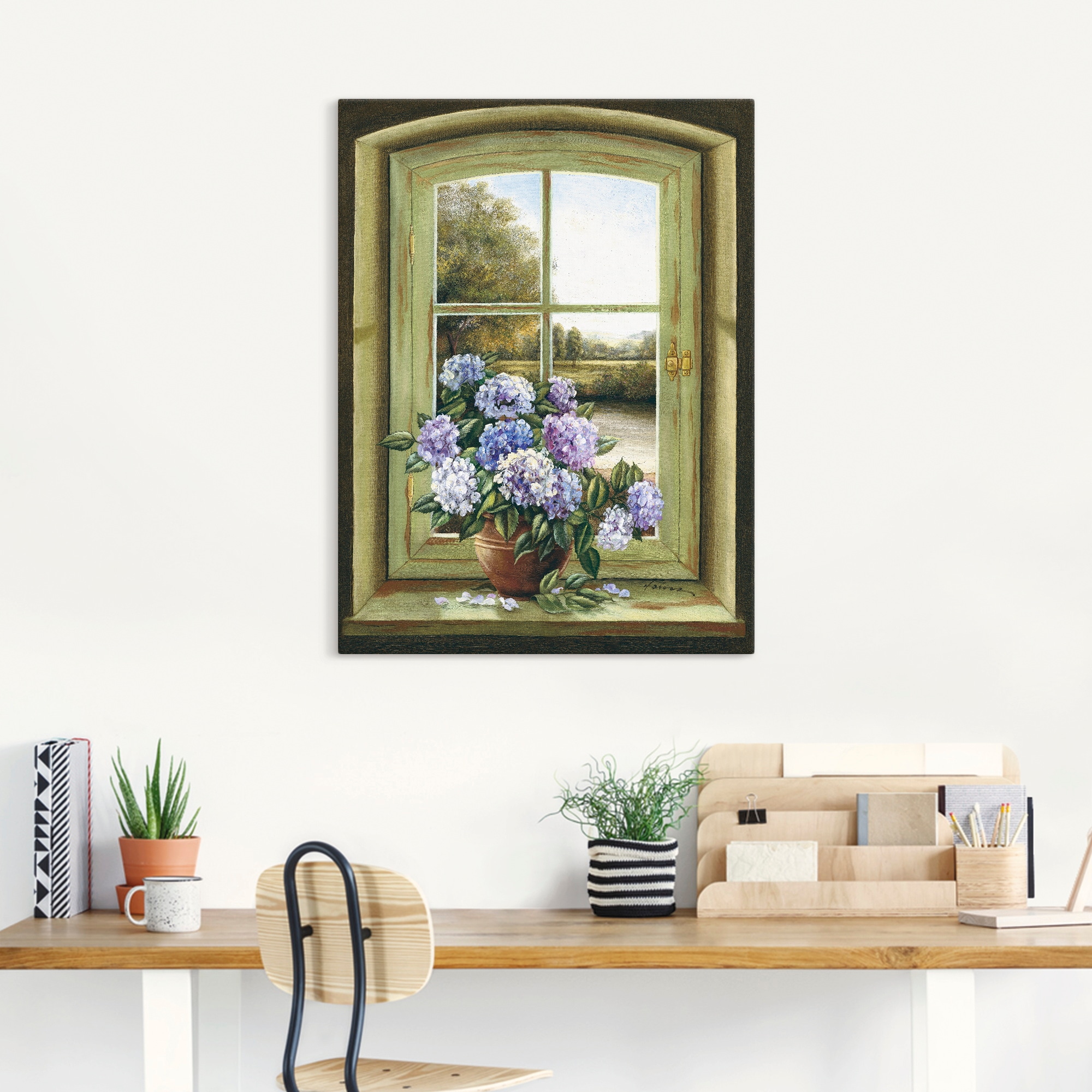 Artland Wandbild »Hortensien am Fenster«, Arrangements, (1 St.), als Alubil günstig online kaufen