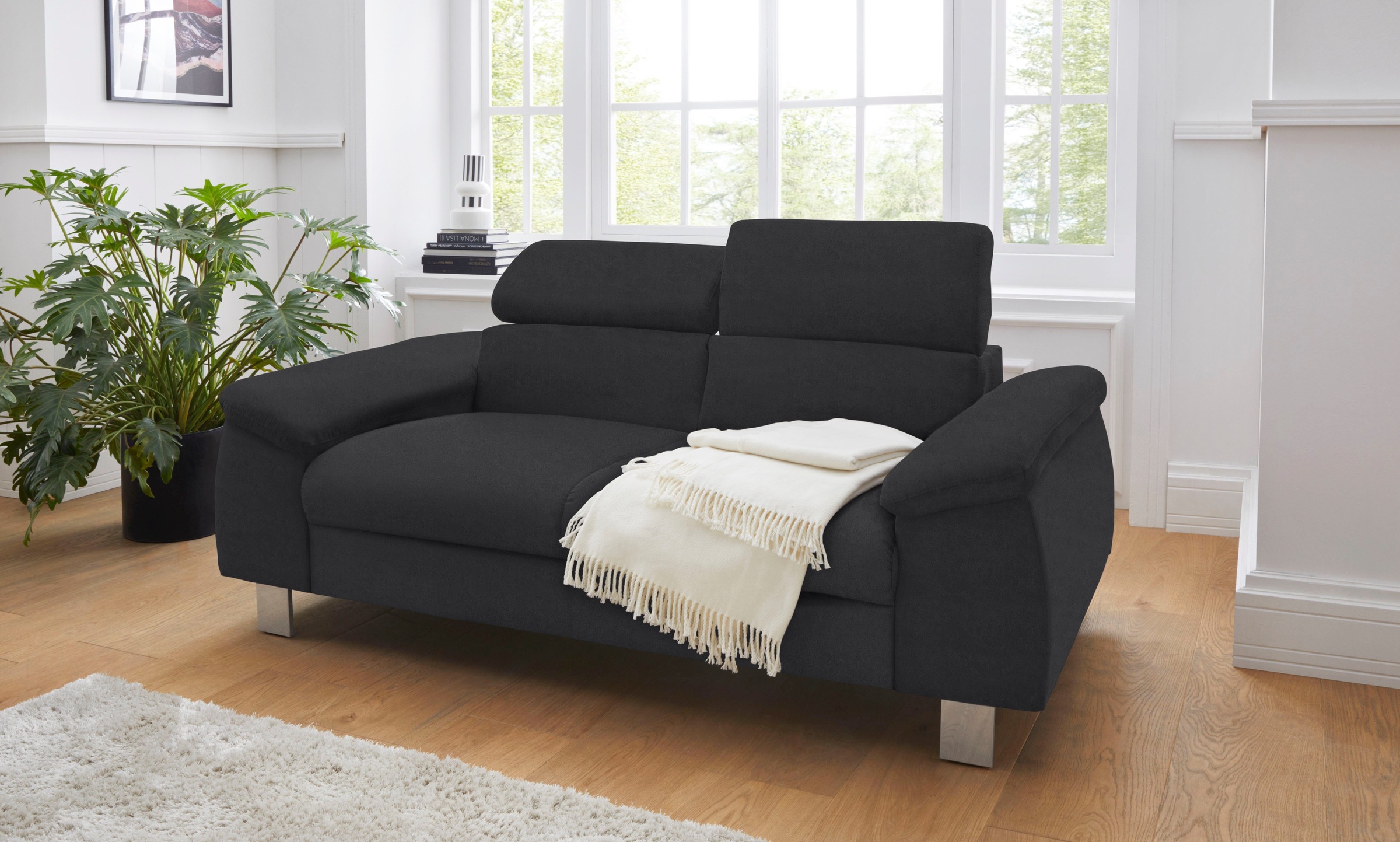 COTTA Polstergarnitur »Komaris«, (Set), Set bestehend aus: 2-Sitzer mit Kopfteilverstellung & Hocker